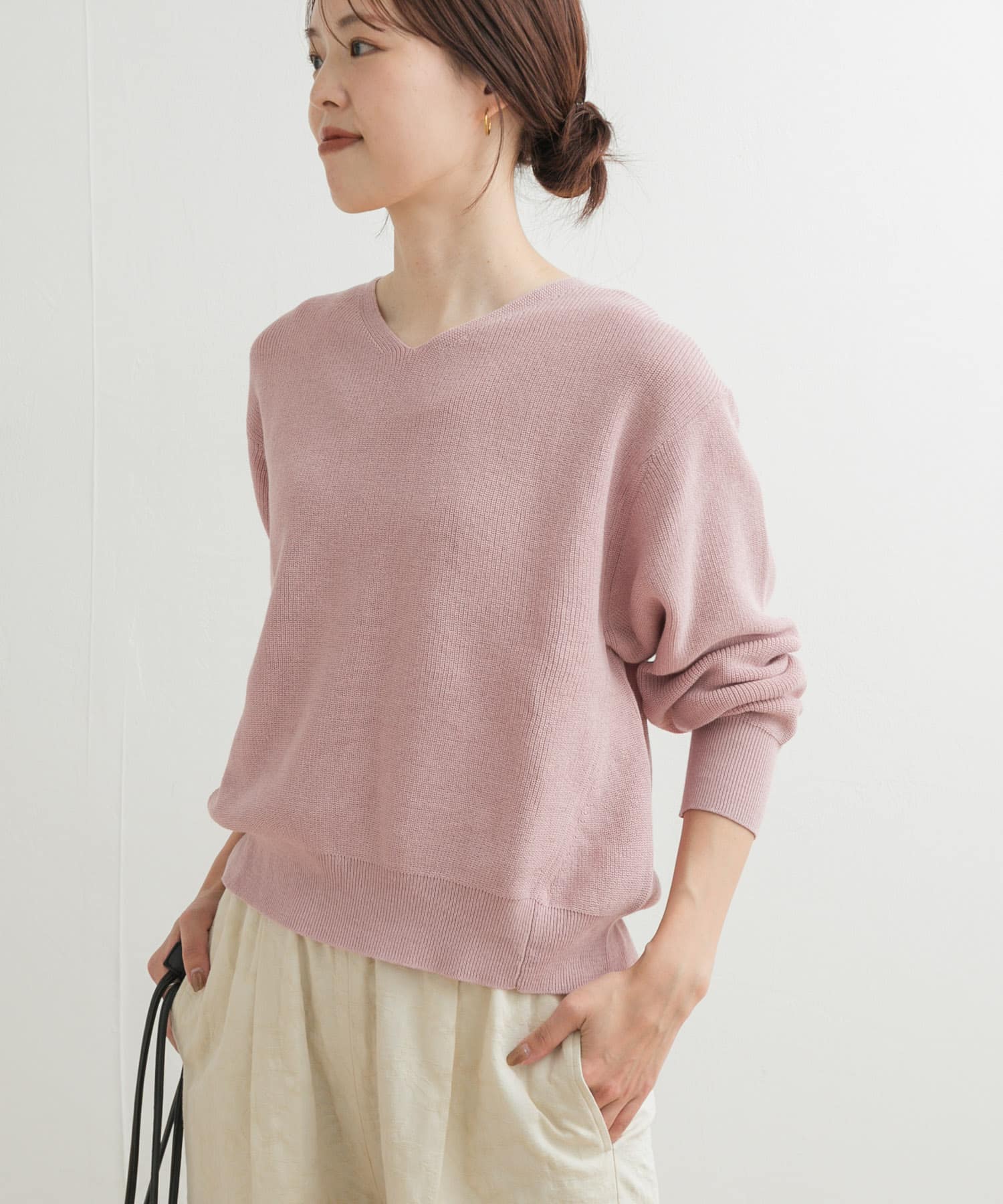 コットン畦Vネックニット(M PINK): トップス｜URBAN RESEARCH