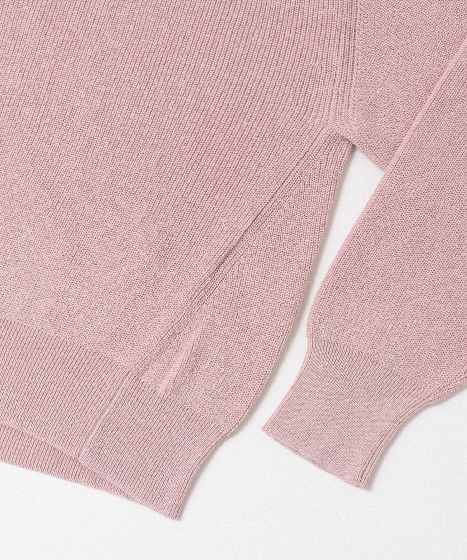 コットン畦Vネックニット PINK M