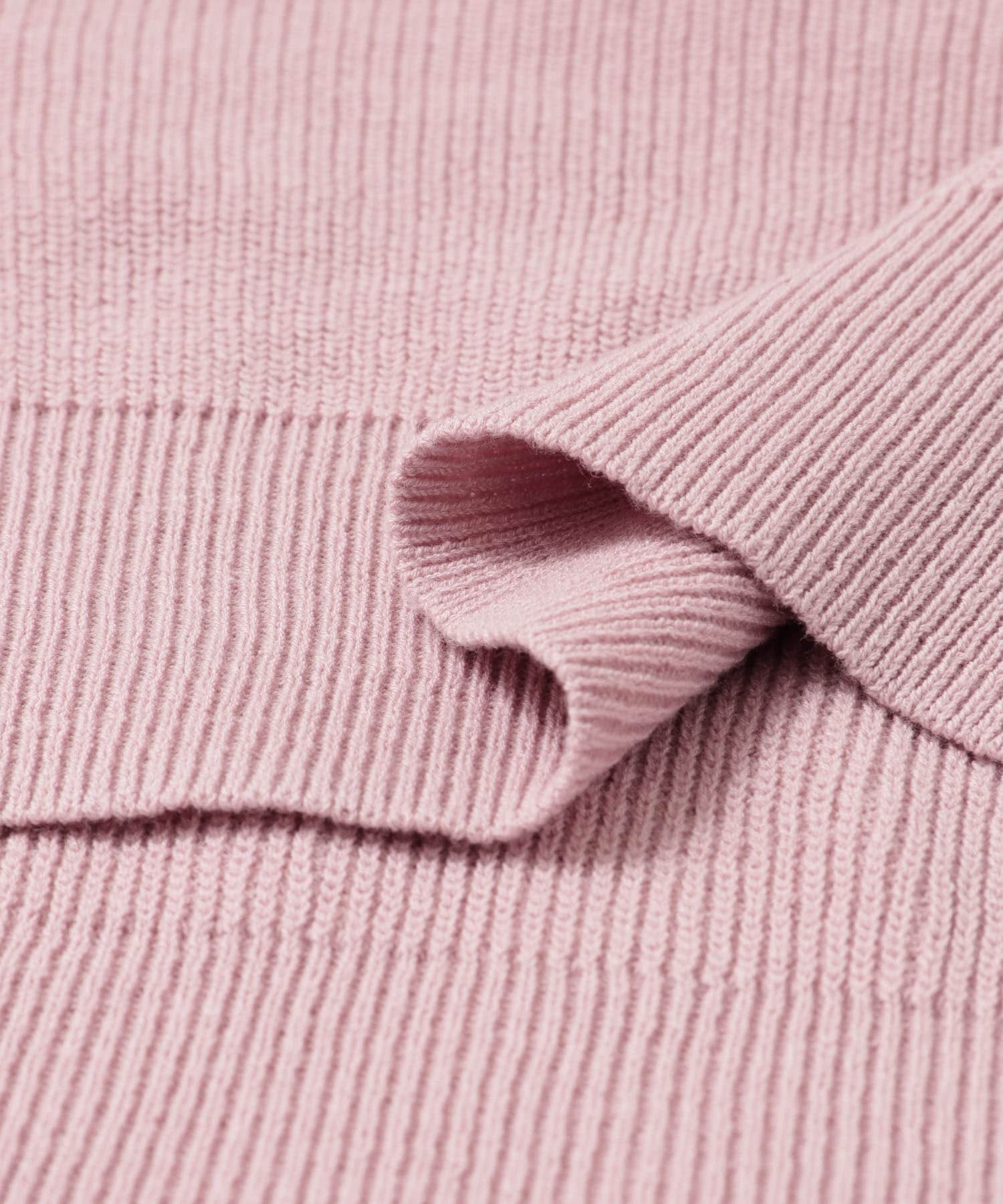 コットン畦Vネックニット PINK M