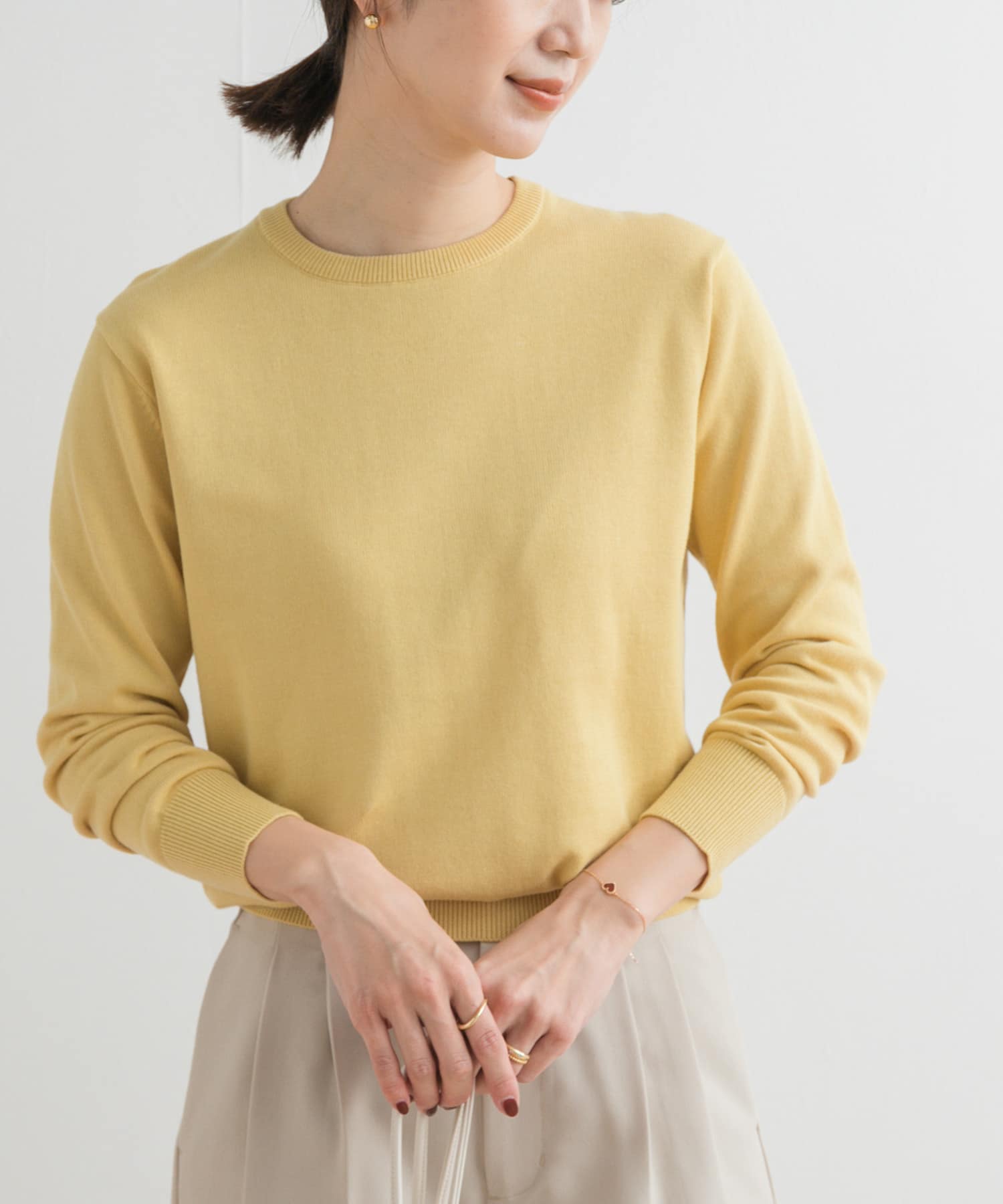 PING カシミヤ100% サイドリブ クルーネックプルオーバー（GRAY／M