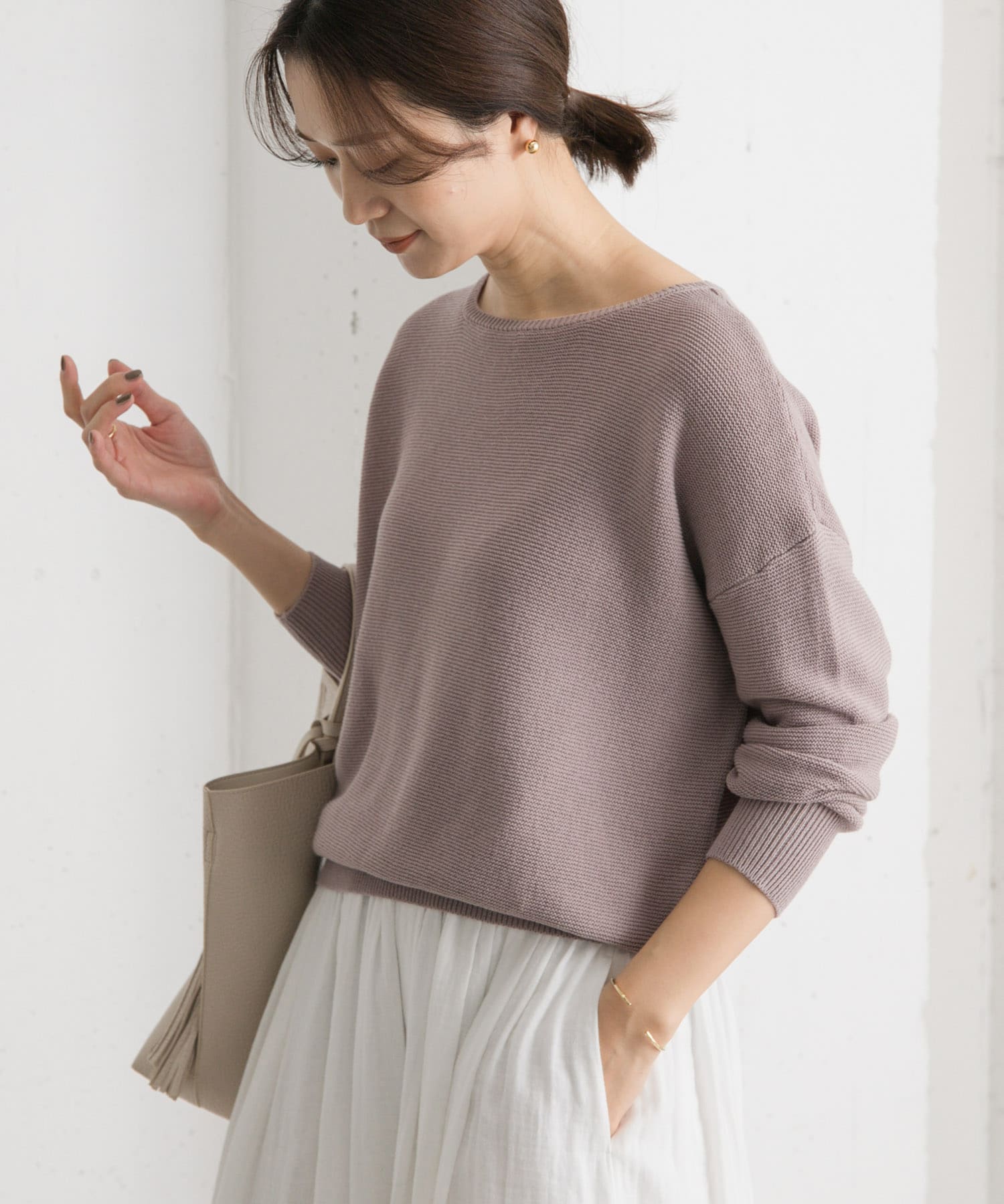 コットンボートネックガーターKNIT