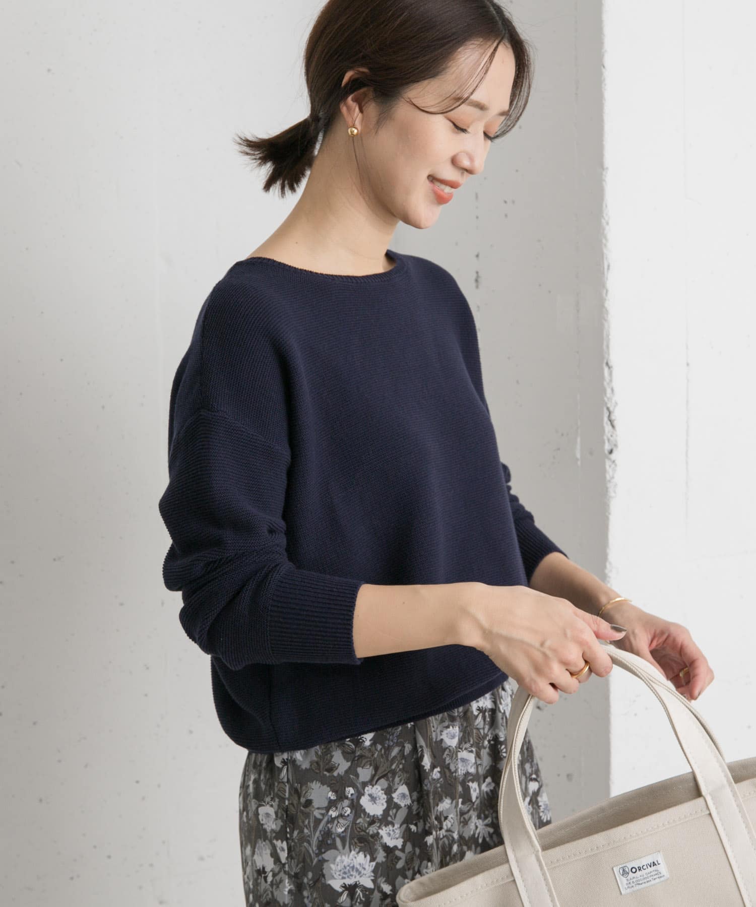コットンボートネックガーターKNIT
