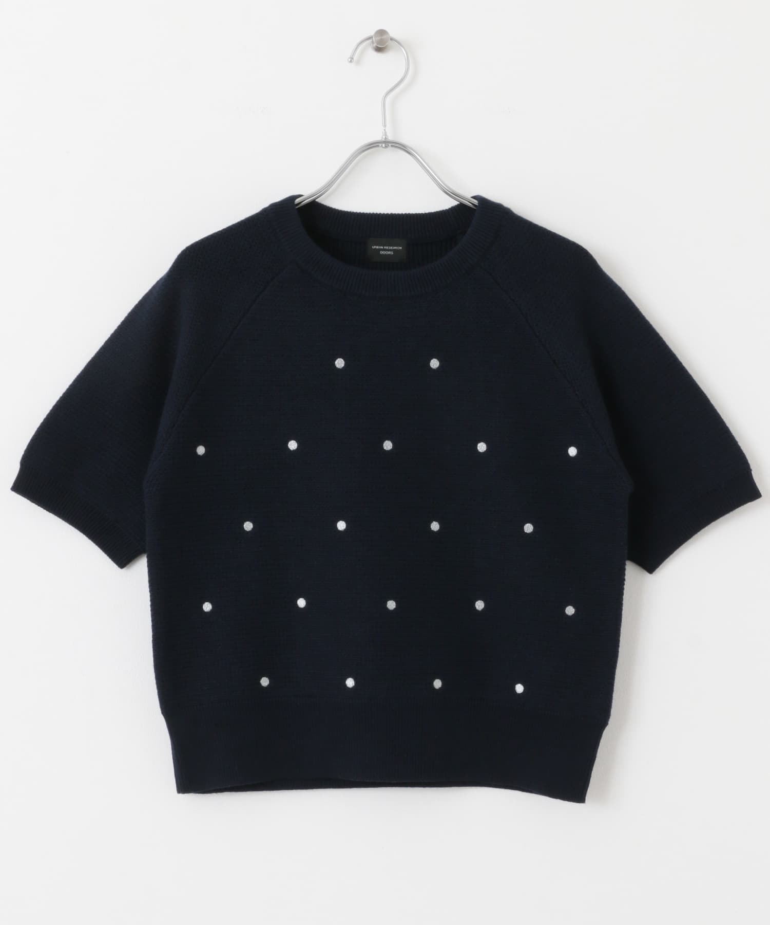 ラメドット刺繍ニット NAVY M