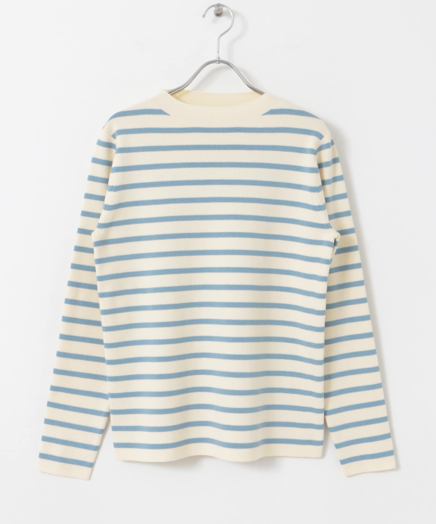 総針ハイネックボーダーニット IVO×BLUE M