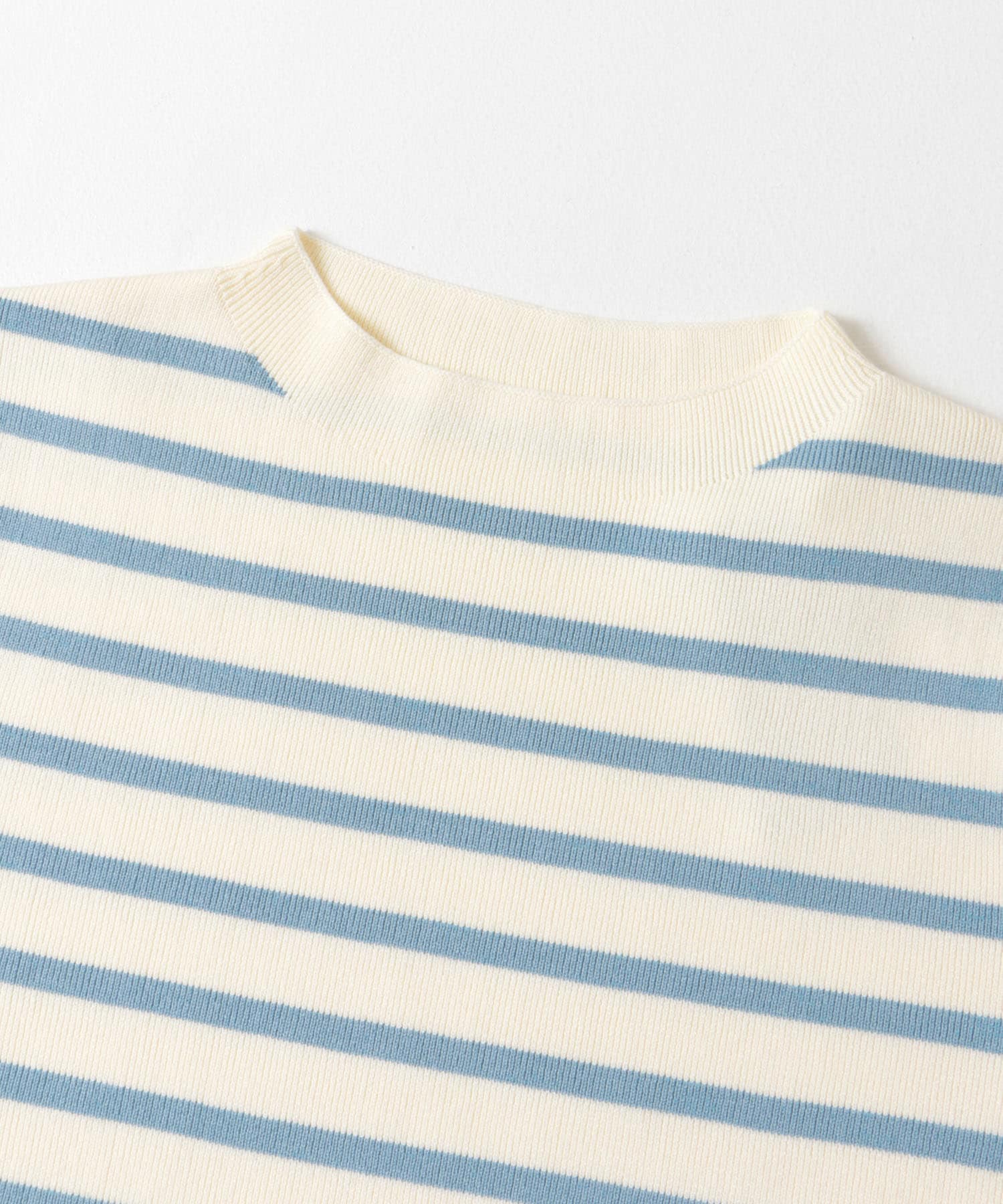 総針ハイネックボーダーニット IVO×BLUE M
