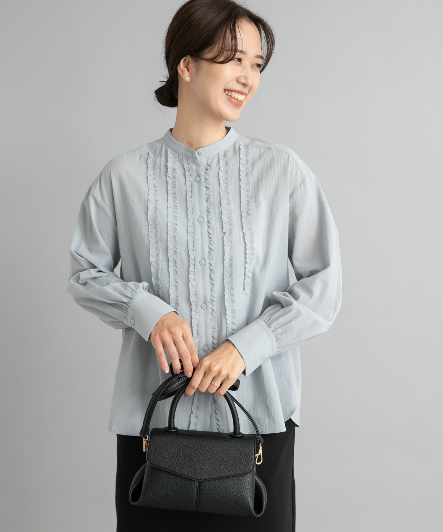 フロントフリルスタンドカラーブラウス(M WHITE): トップス｜URBAN