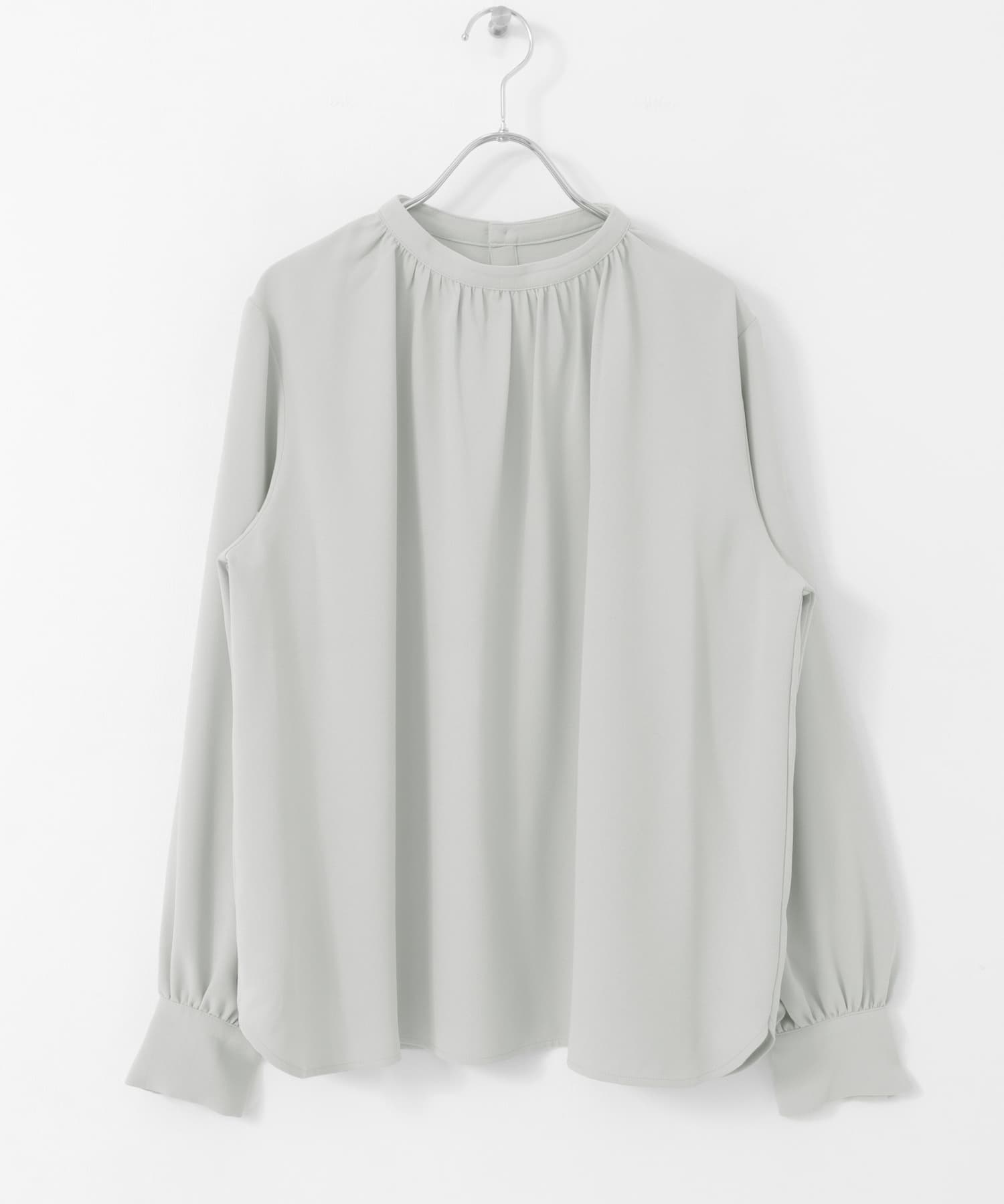 フロントギャザーブラウス LIGHT GRAY M