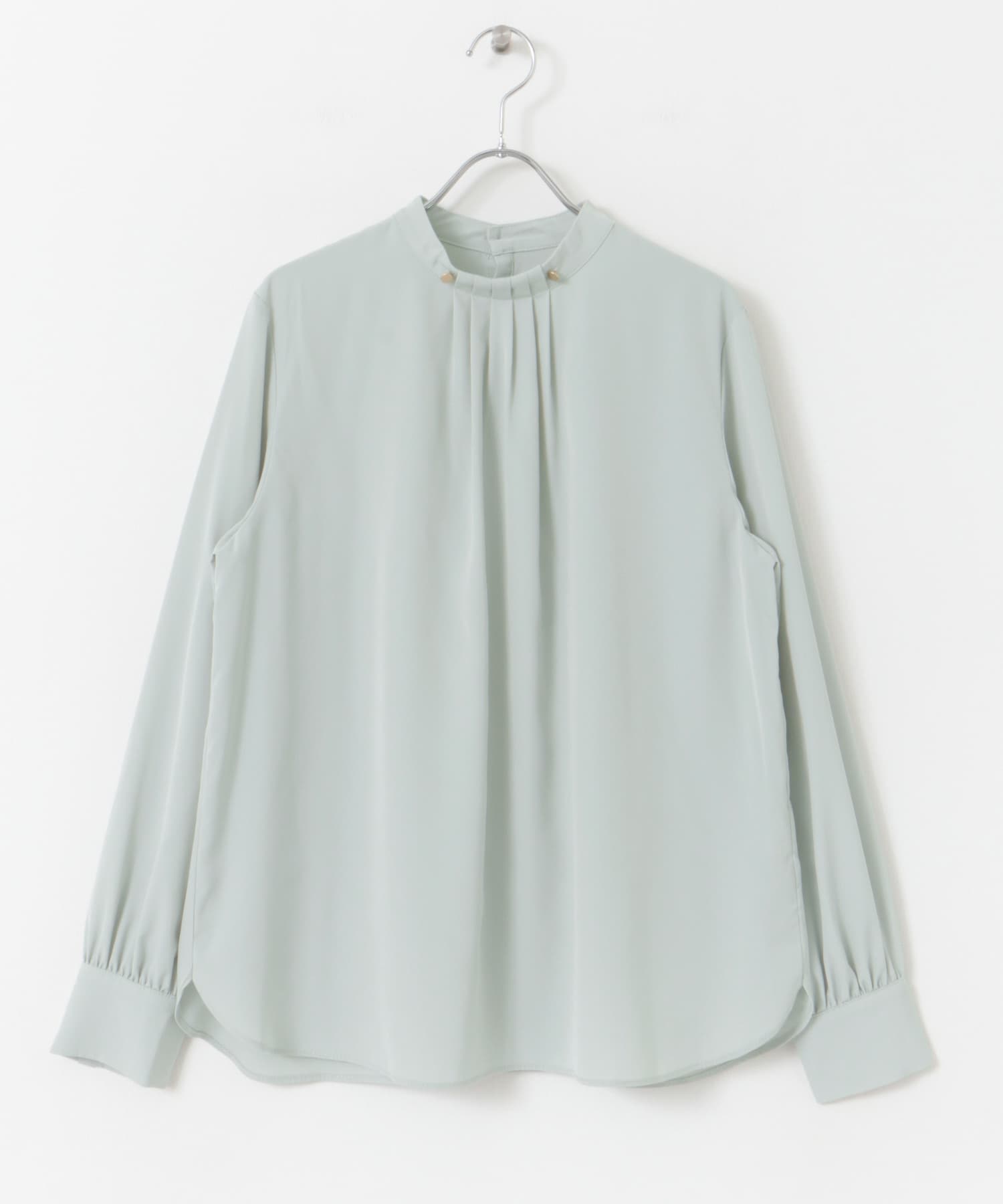 ボタンポイントタックブラウス L.BLUE M