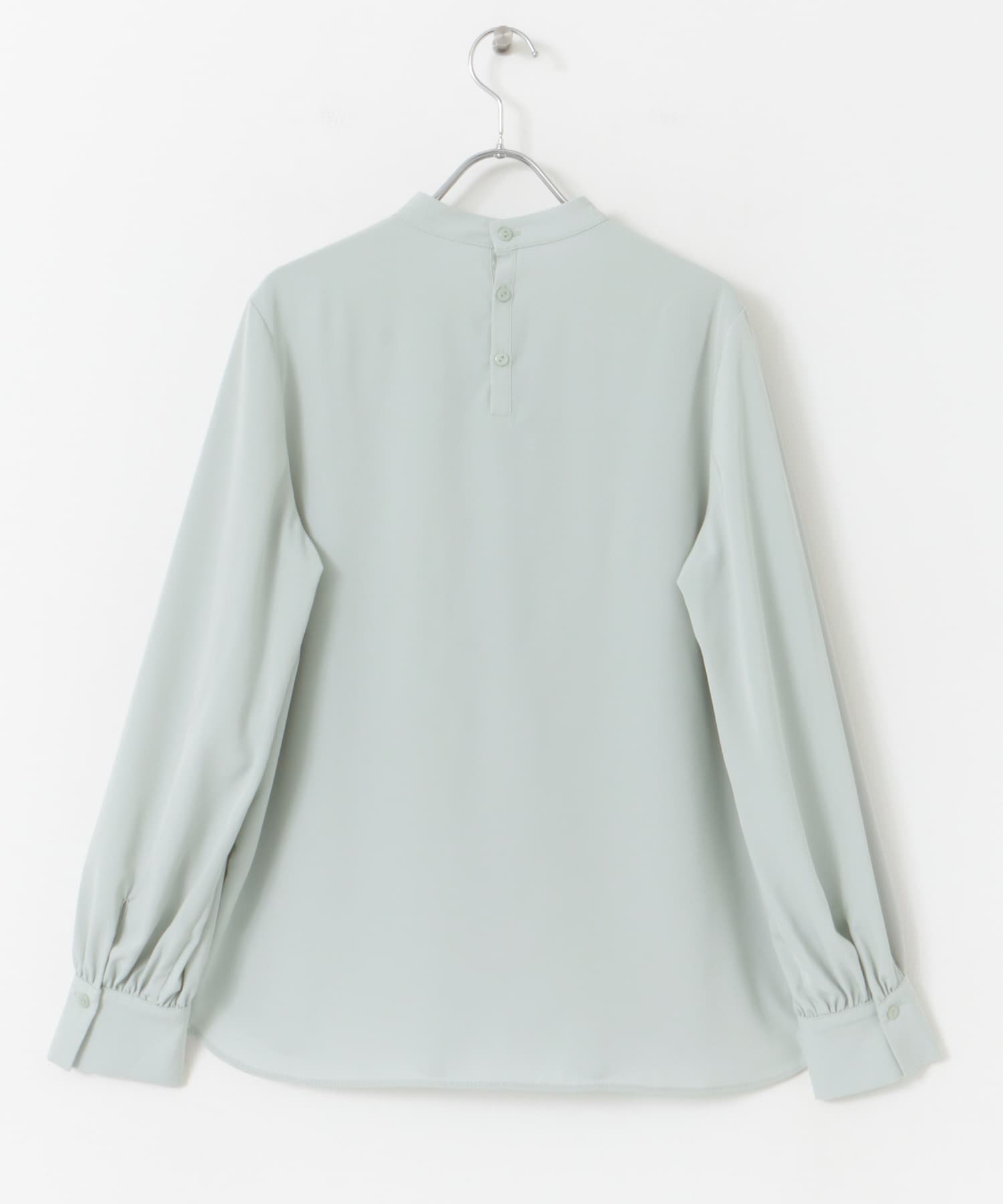 ボタンポイントタックブラウス L.BLUE M