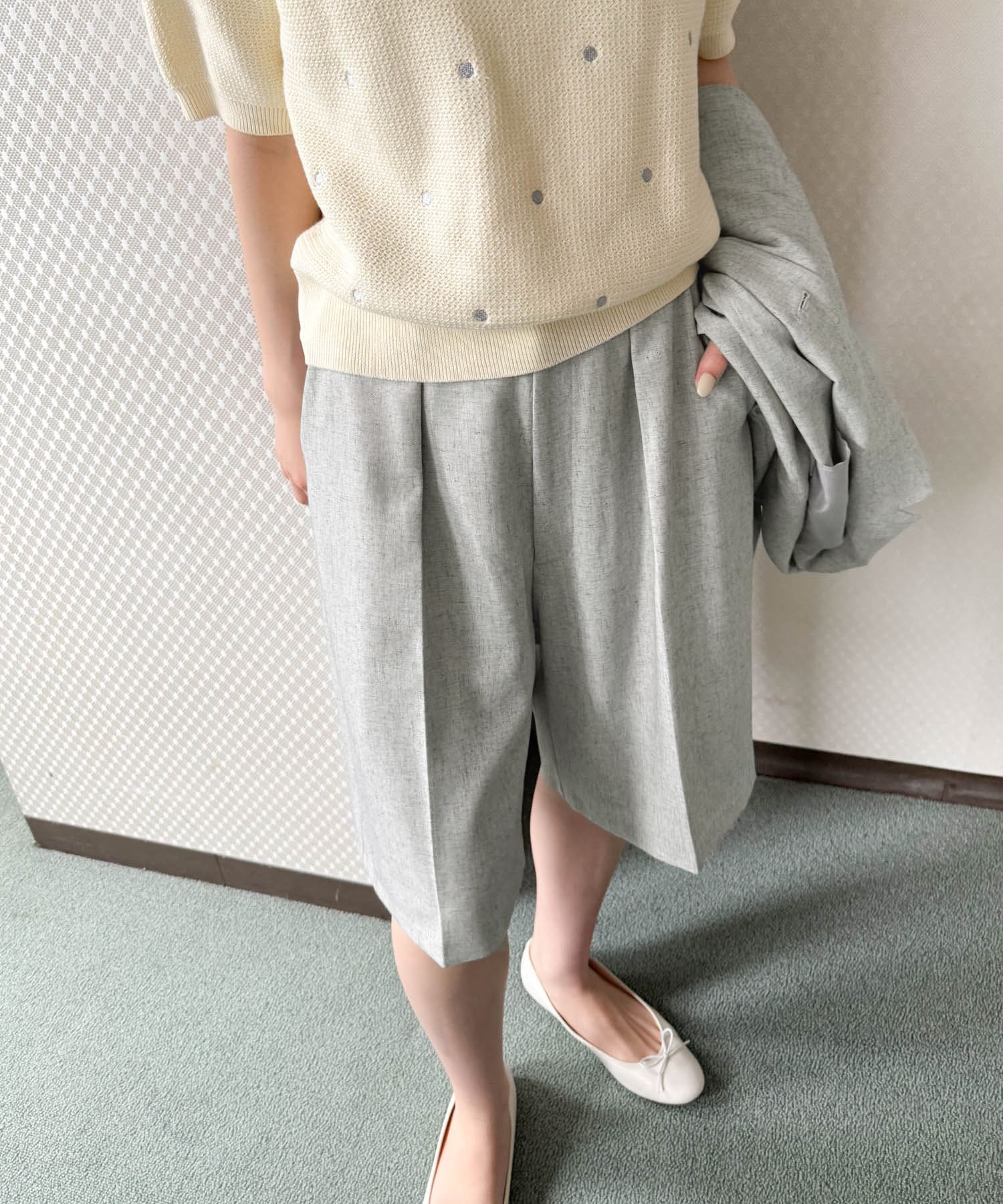 『セットアップ対応』 ワンタックハーフパンツ