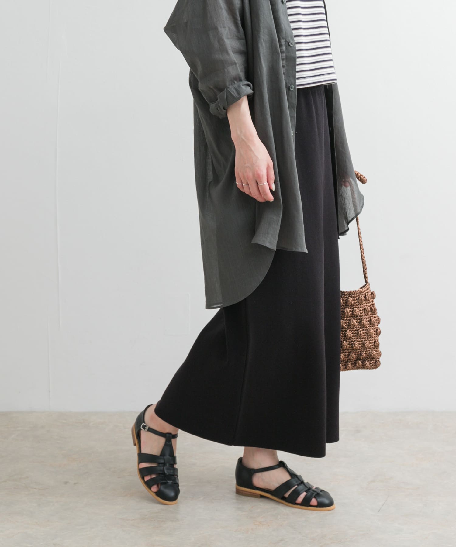 リネン混ニットストレートスカート