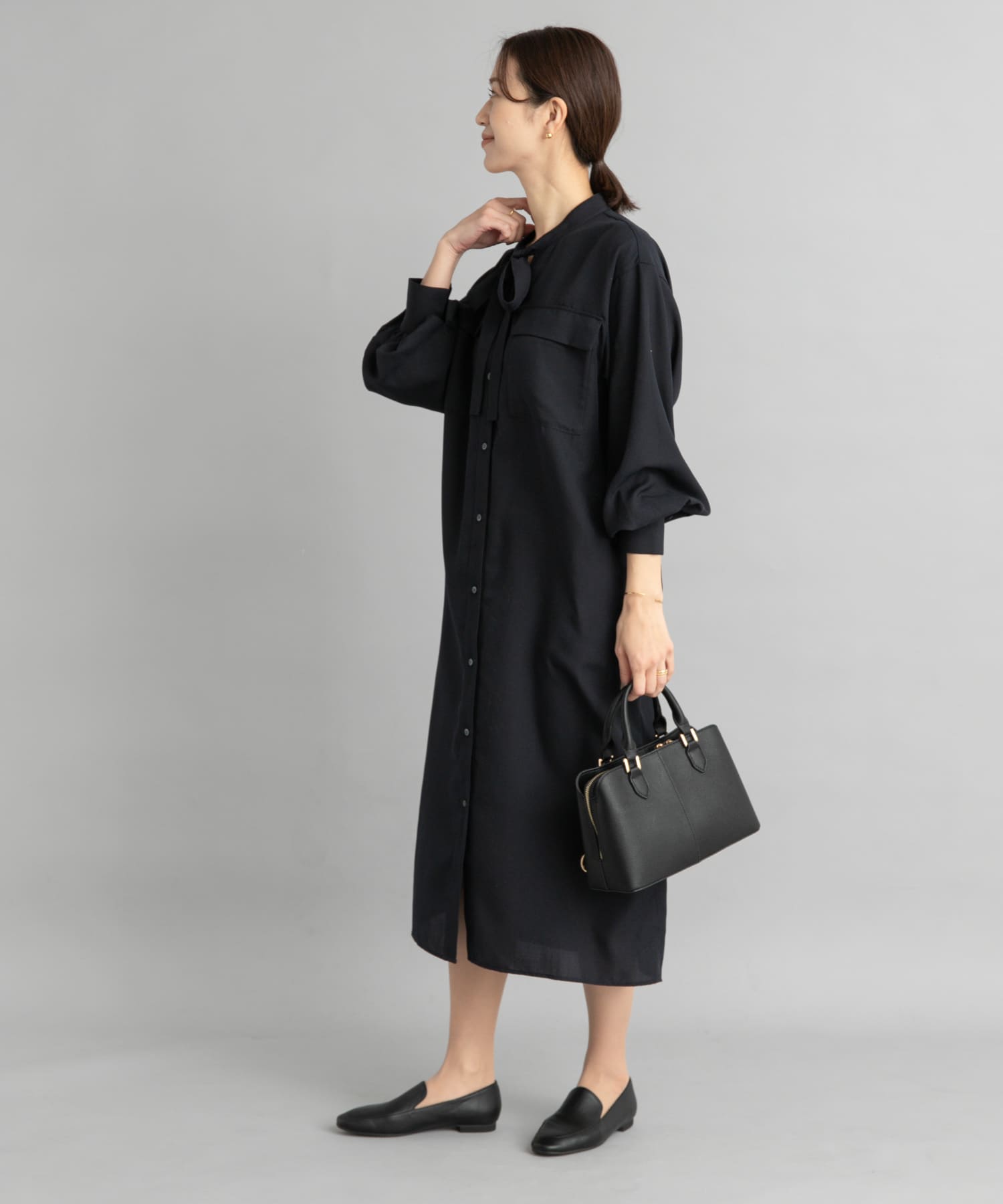 ボウタイワークシャツワンピース(M BEIGE): ワンピース｜URBAN