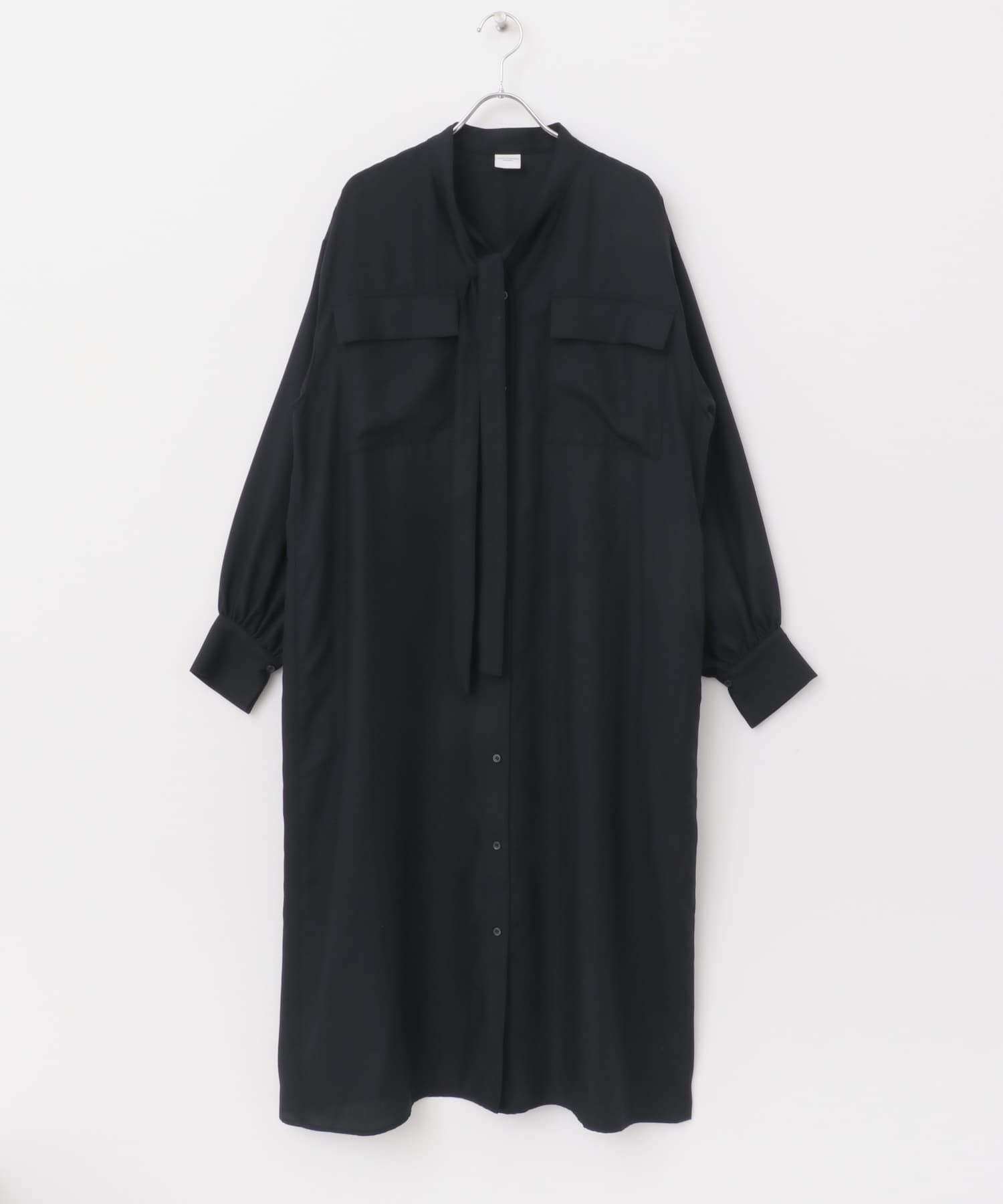 ボウタイワークシャツワンピース NAVY M