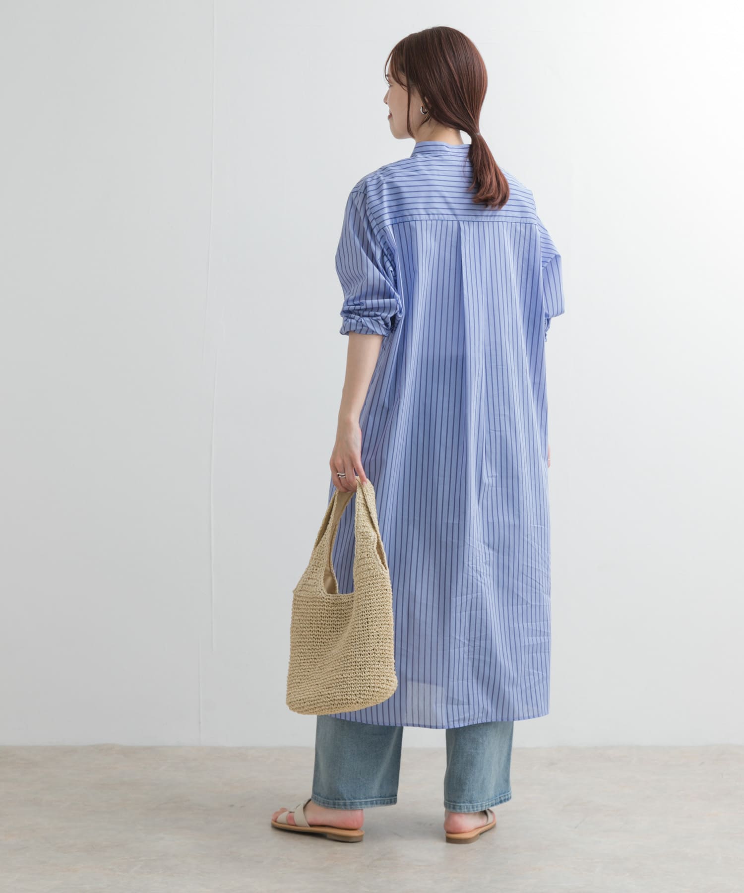 美品✨アーバンリサーチドアーズ コットン ブルーストライプ柄シャツワンピース セール】カラーストライプシャツワンピース（ワンピース