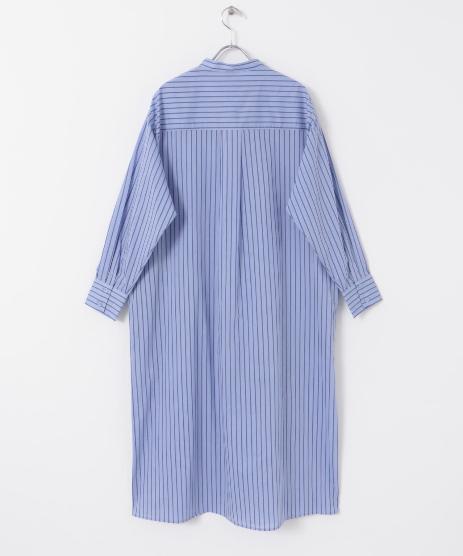 美品 アーバンリサーチドアーズ 綿 バンドカラー ストライプシャツワンピース 美品 アーバンリサーチドアーズ 綿 バンドカラー ストライプ