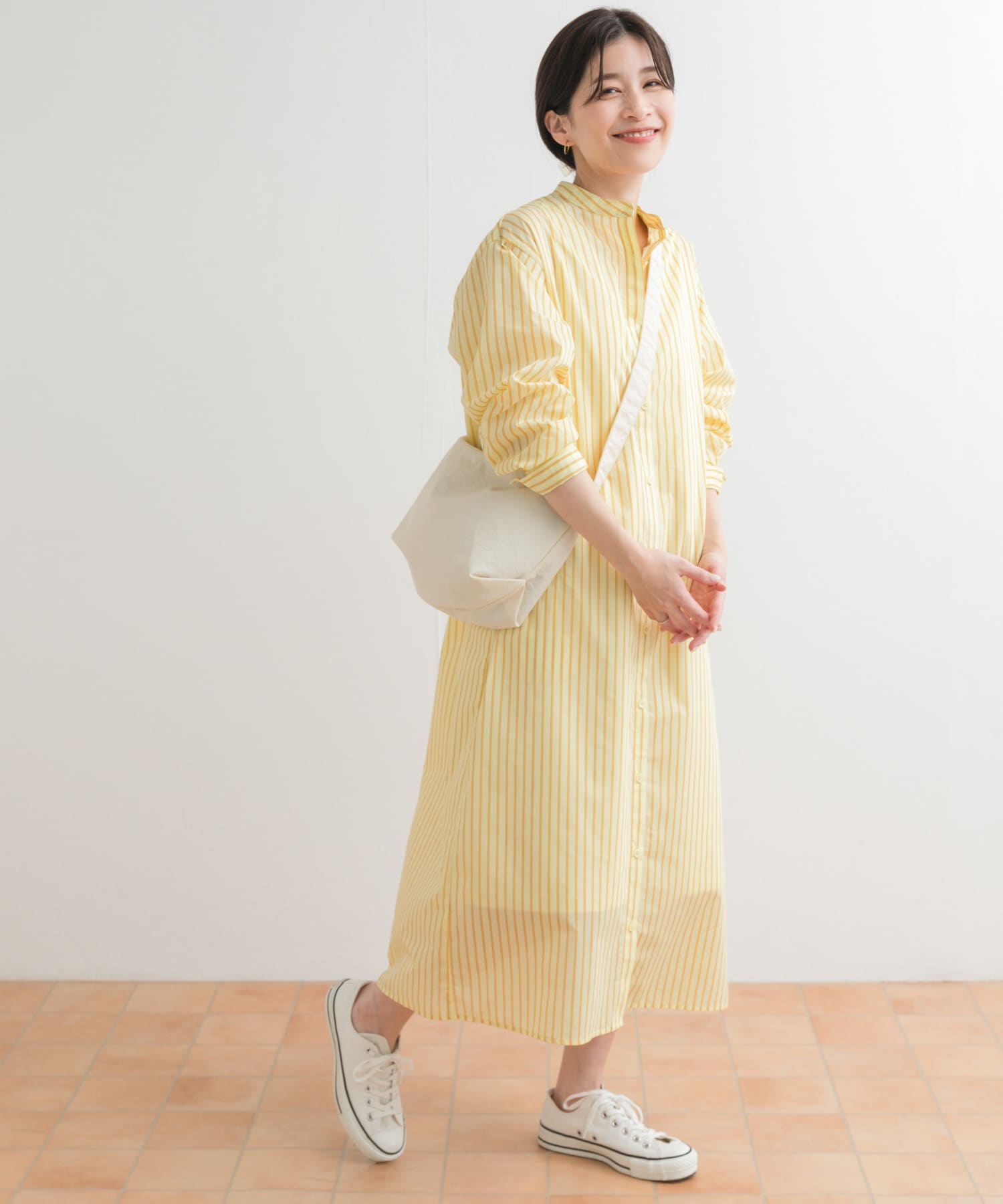 カラーストライプシャツワンピース