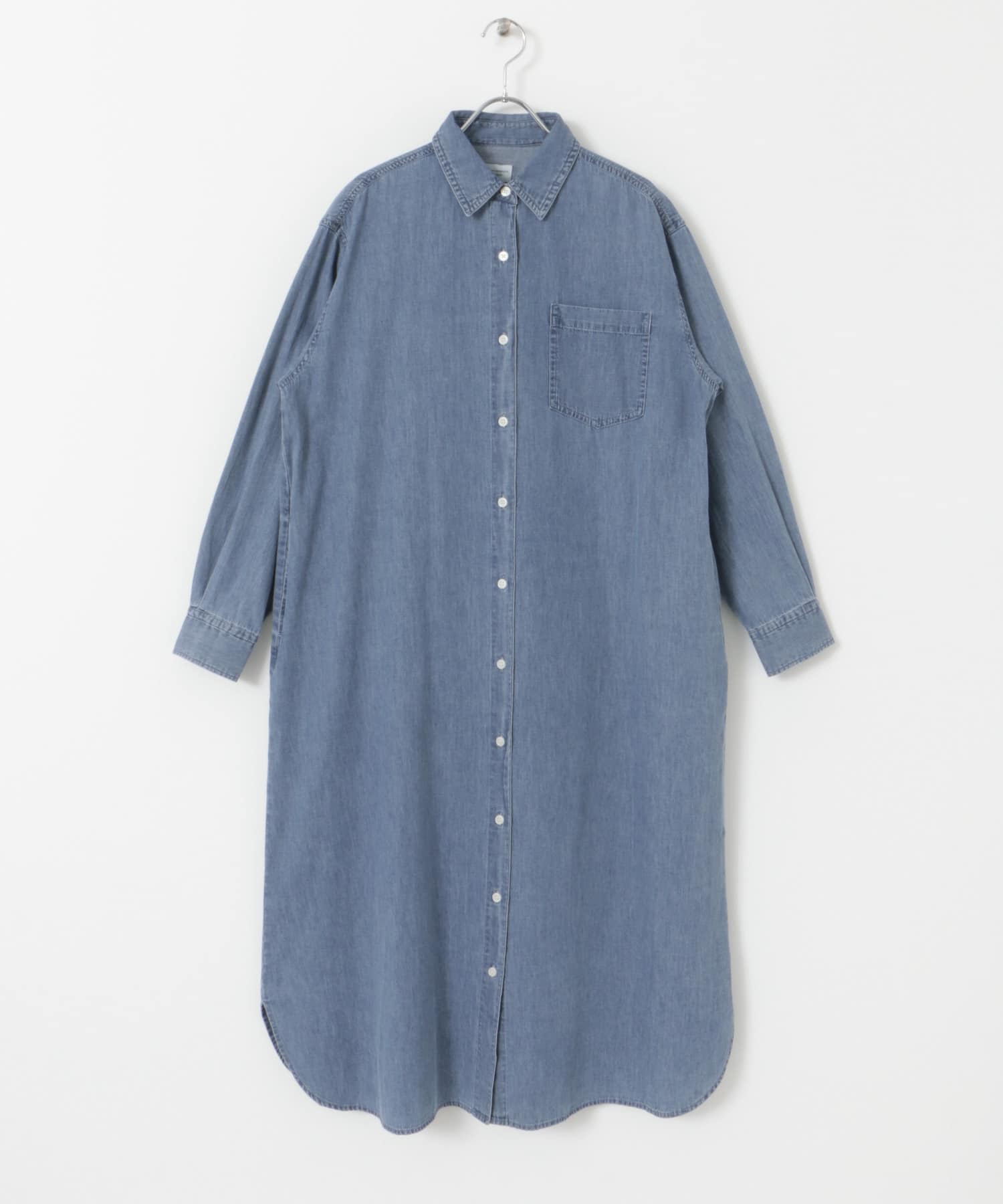 ライトコットンデニムシャツワンピース(M L.INDIGO): ワンピース