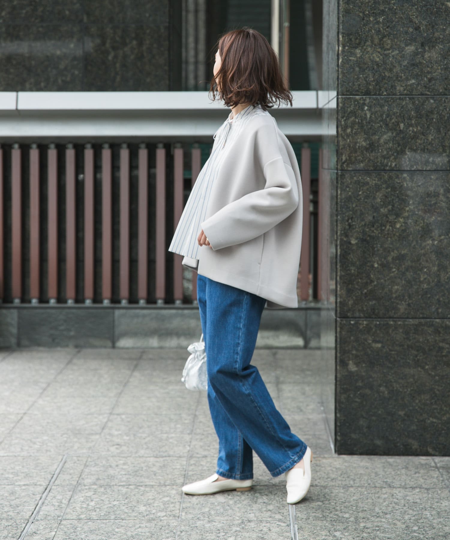 ダンボールニットノーカラージャケット(M GREIGE): アウター｜URBAN