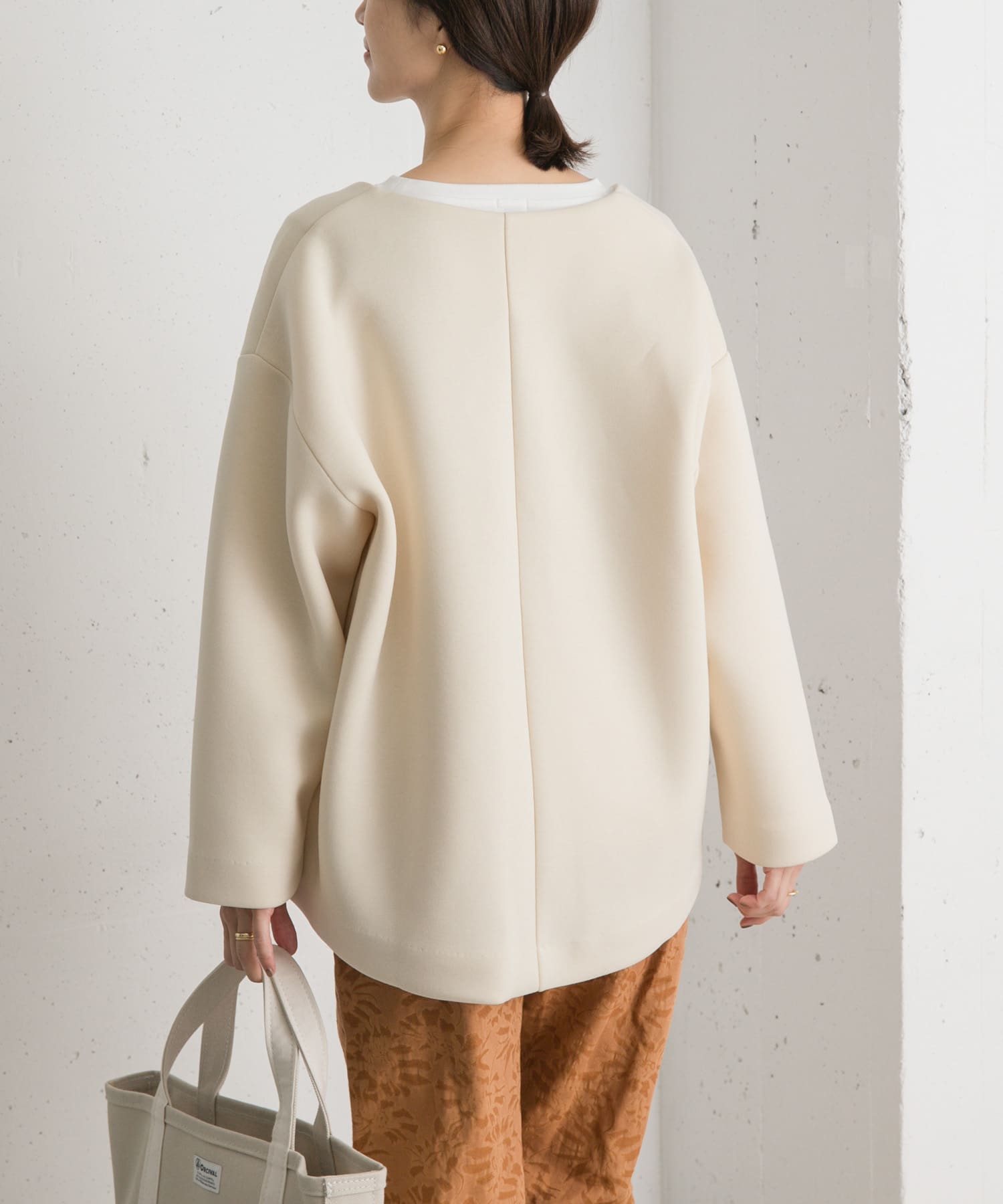 ダンボールニットノーカラージャケット(M GREIGE): アウター｜URBAN