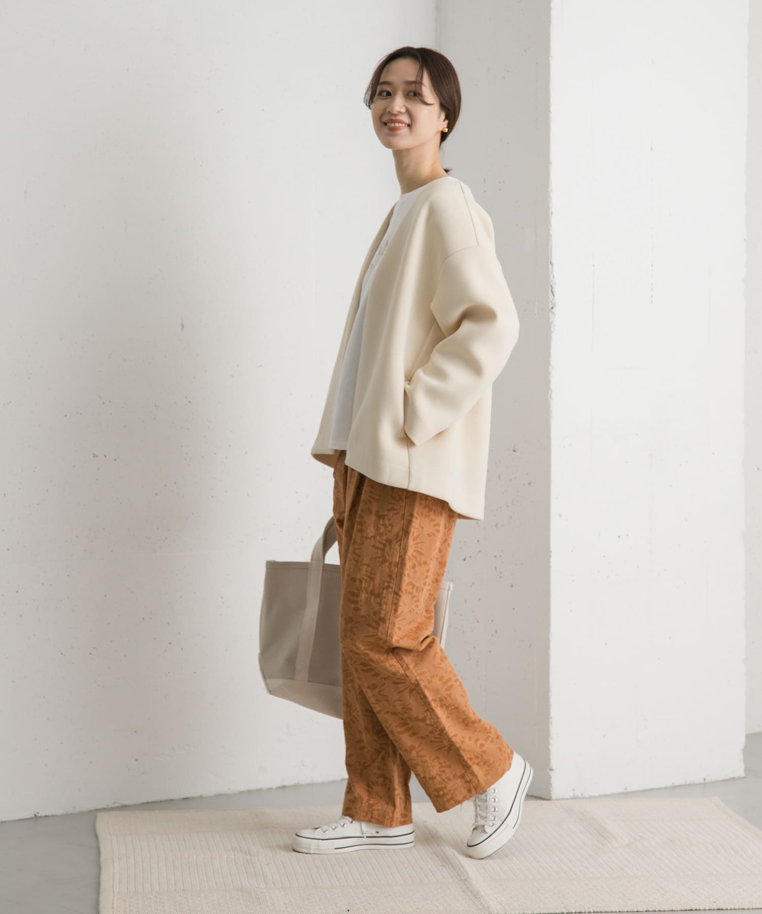 ダンボールニットノーカラージャケット(M GREIGE): アウター｜URBAN