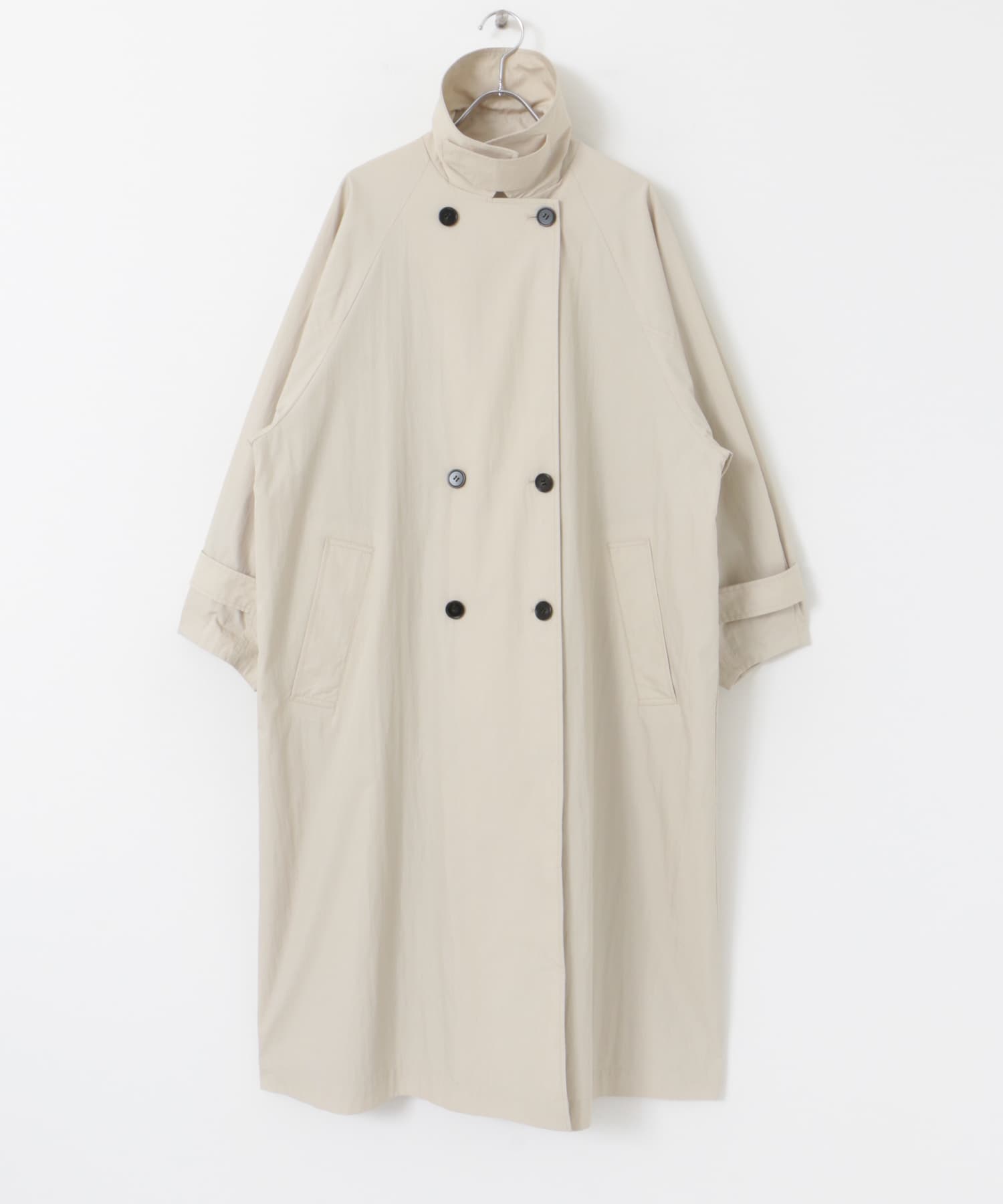 袖ボリュームスタンドコート L.BEIGE M