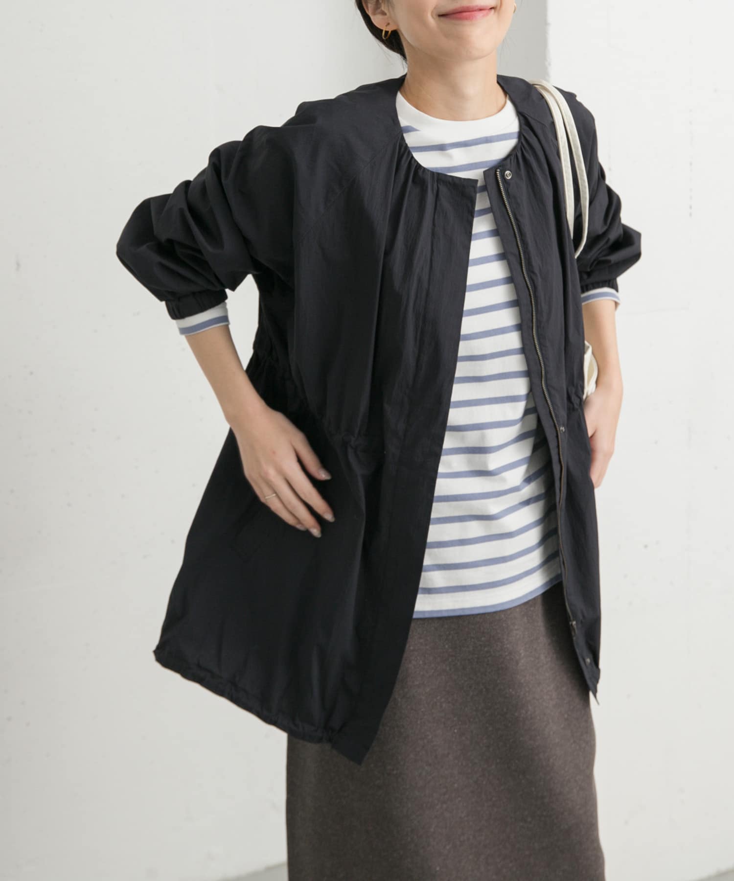 ギャザーノーカラーブルゾン