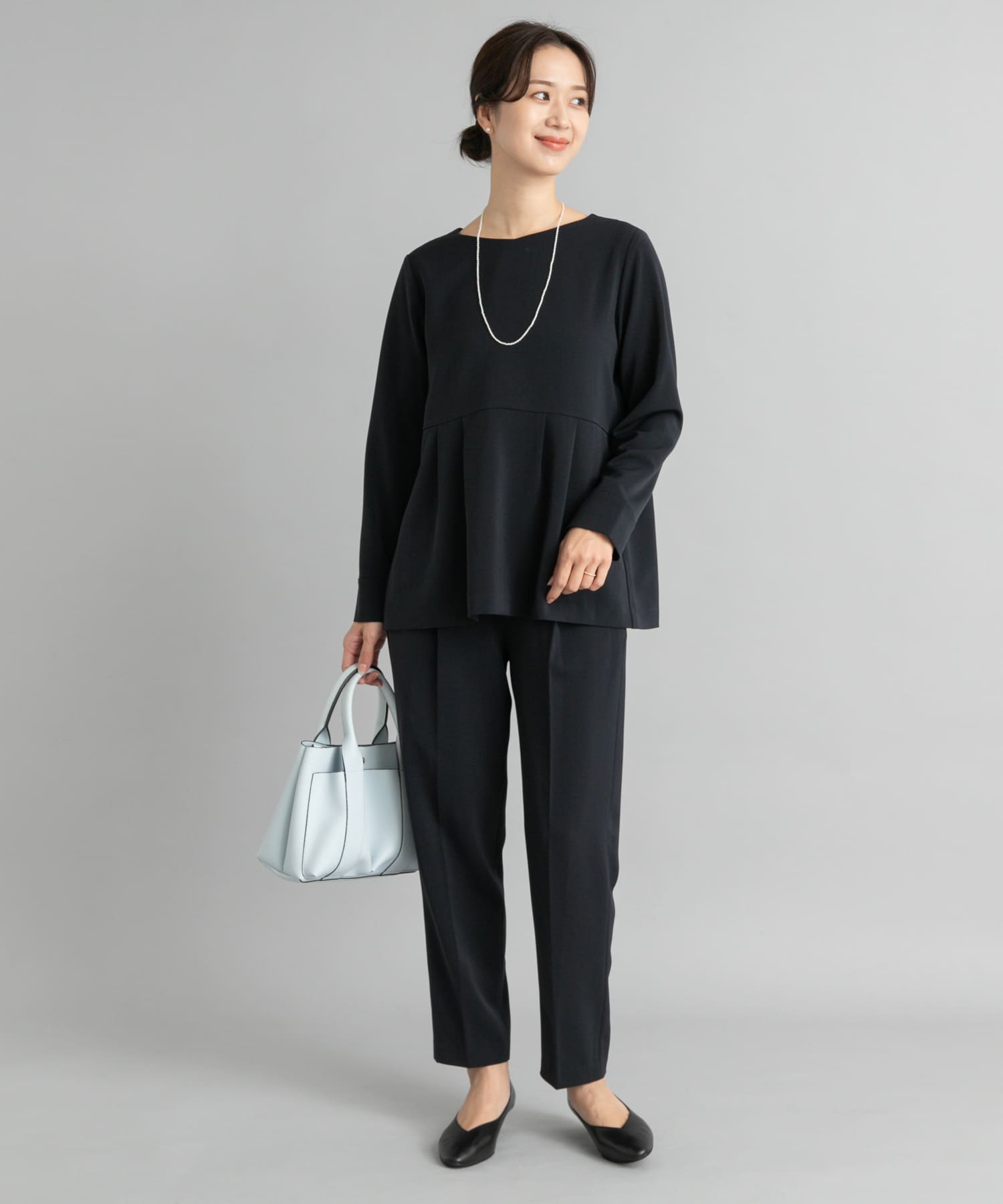 ペプラムトップスセットアップ(S NAVY): ドレスライン｜URBAN