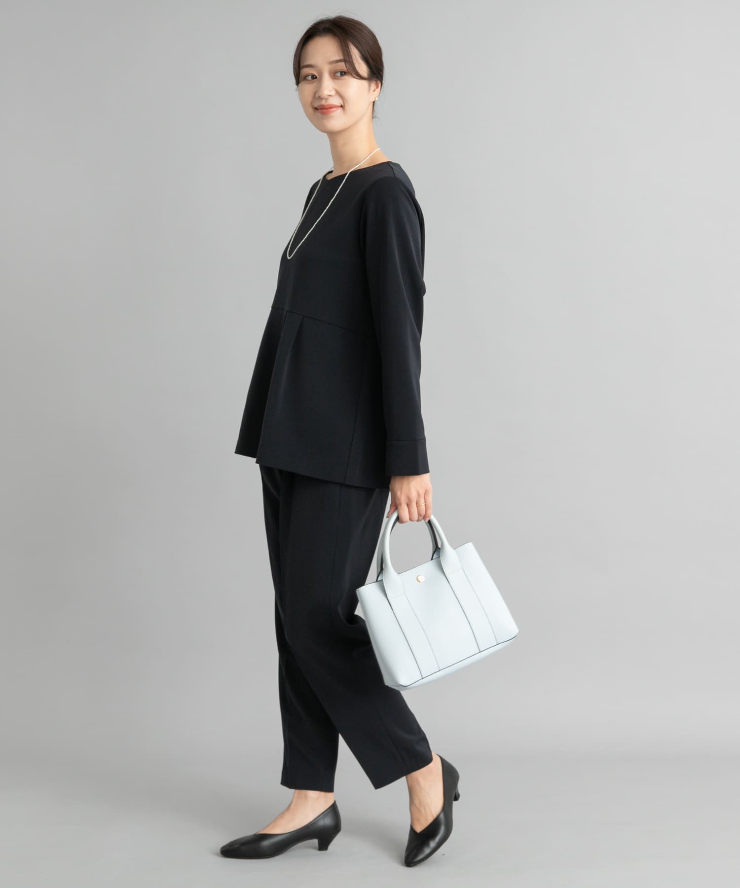 ペプラムトップスセットアップ(S NAVY): ドレスライン｜URBAN