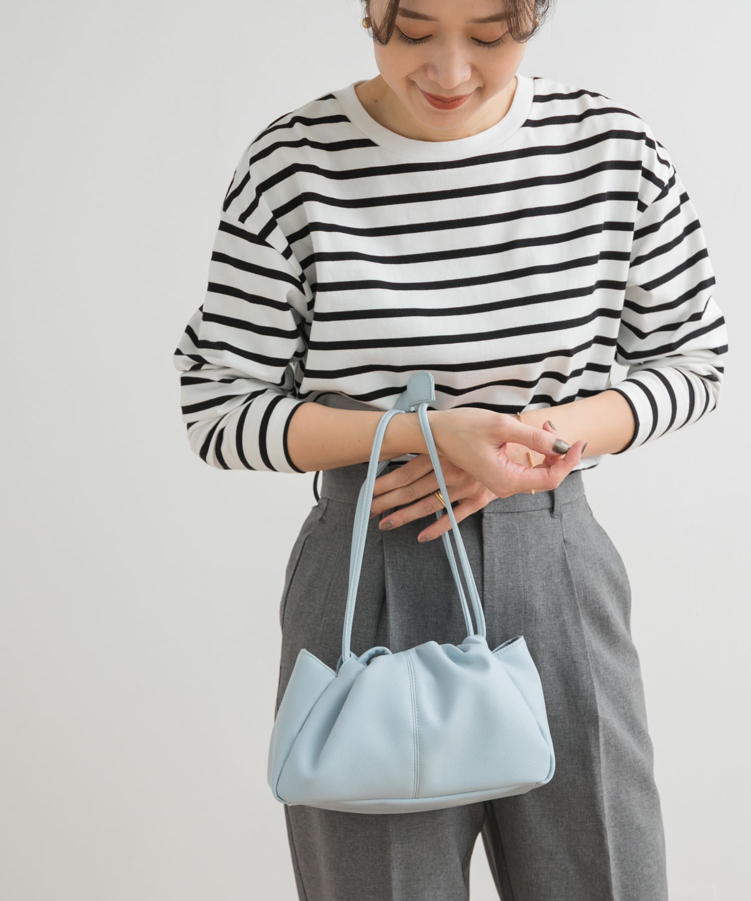 2WAY巾着ショルダーバッグ L.BLUE one