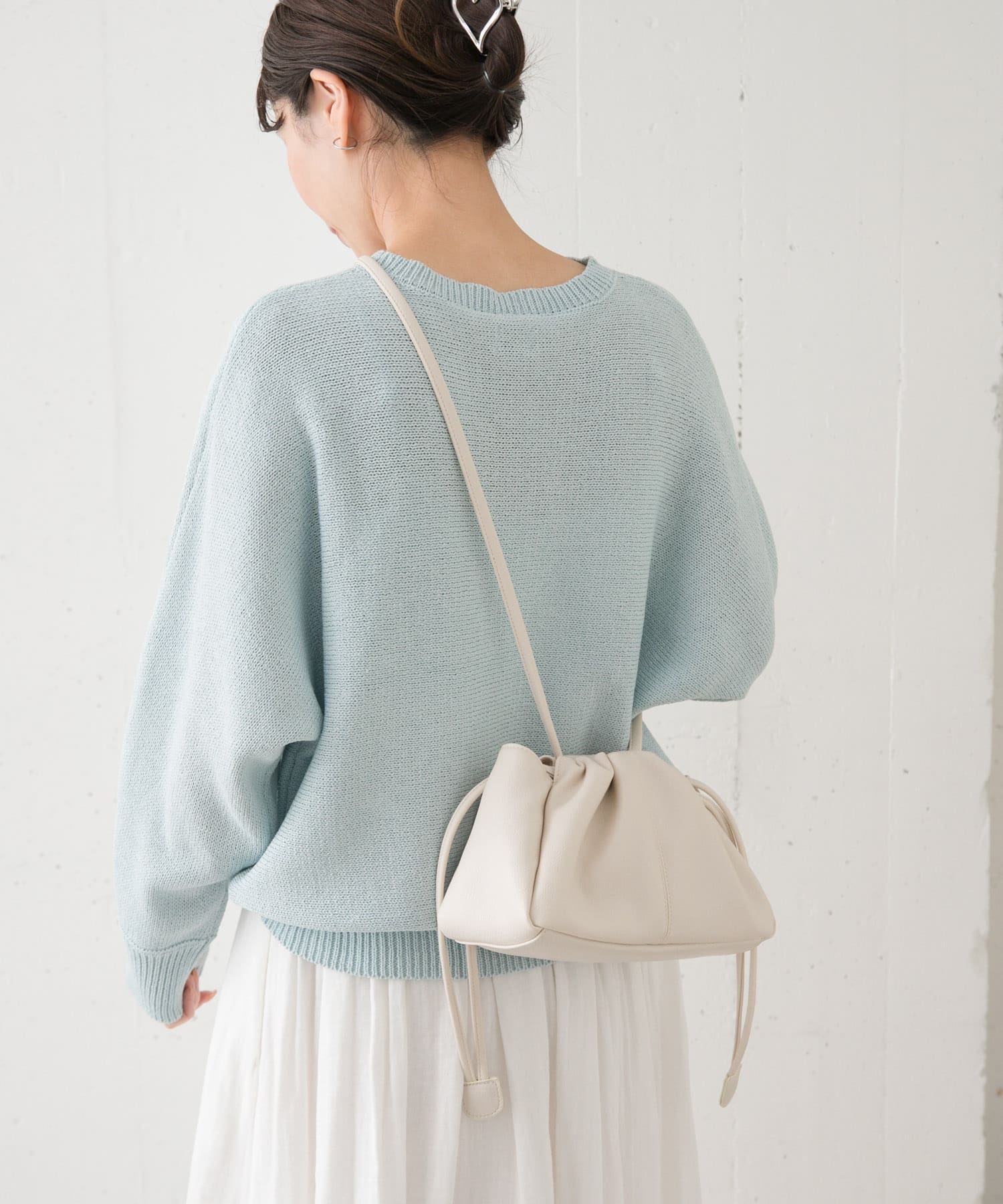 2WAY巾着ショルダーバッグ IVORY one