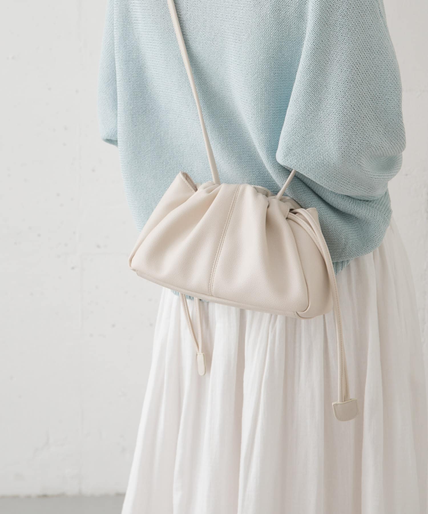 2WAY巾着ショルダーバッグ IVORY one