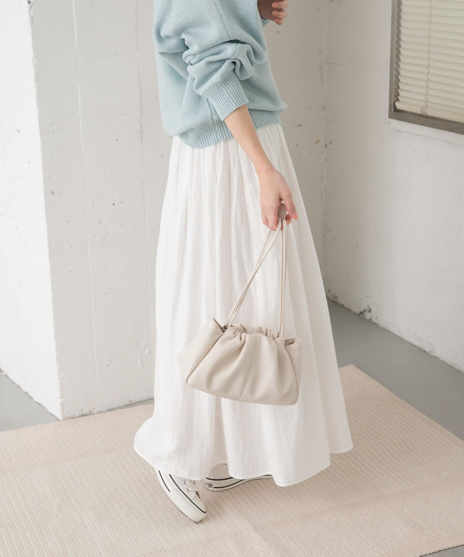 2WAY巾着ショルダーバッグ IVORY one