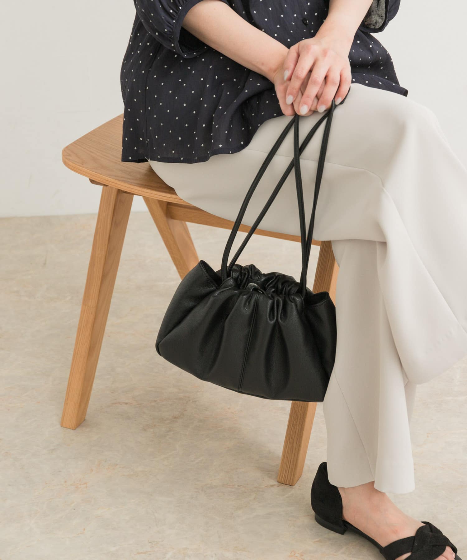 2WAY巾着ショルダーバッグ BLACK one