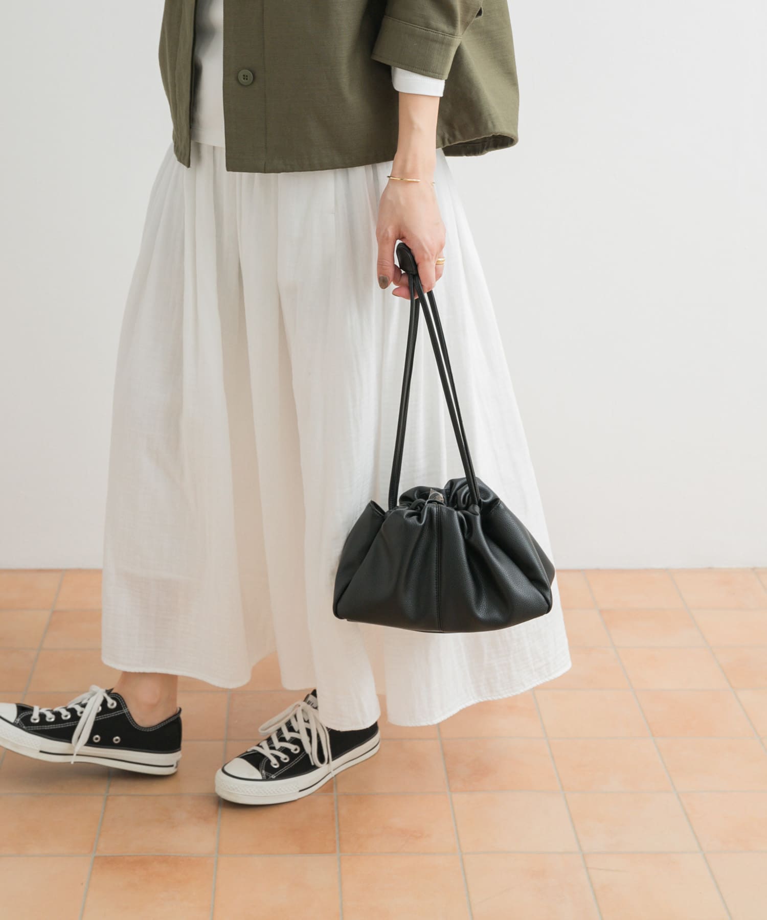 2WAY巾着ショルダーバッグ BLACK one