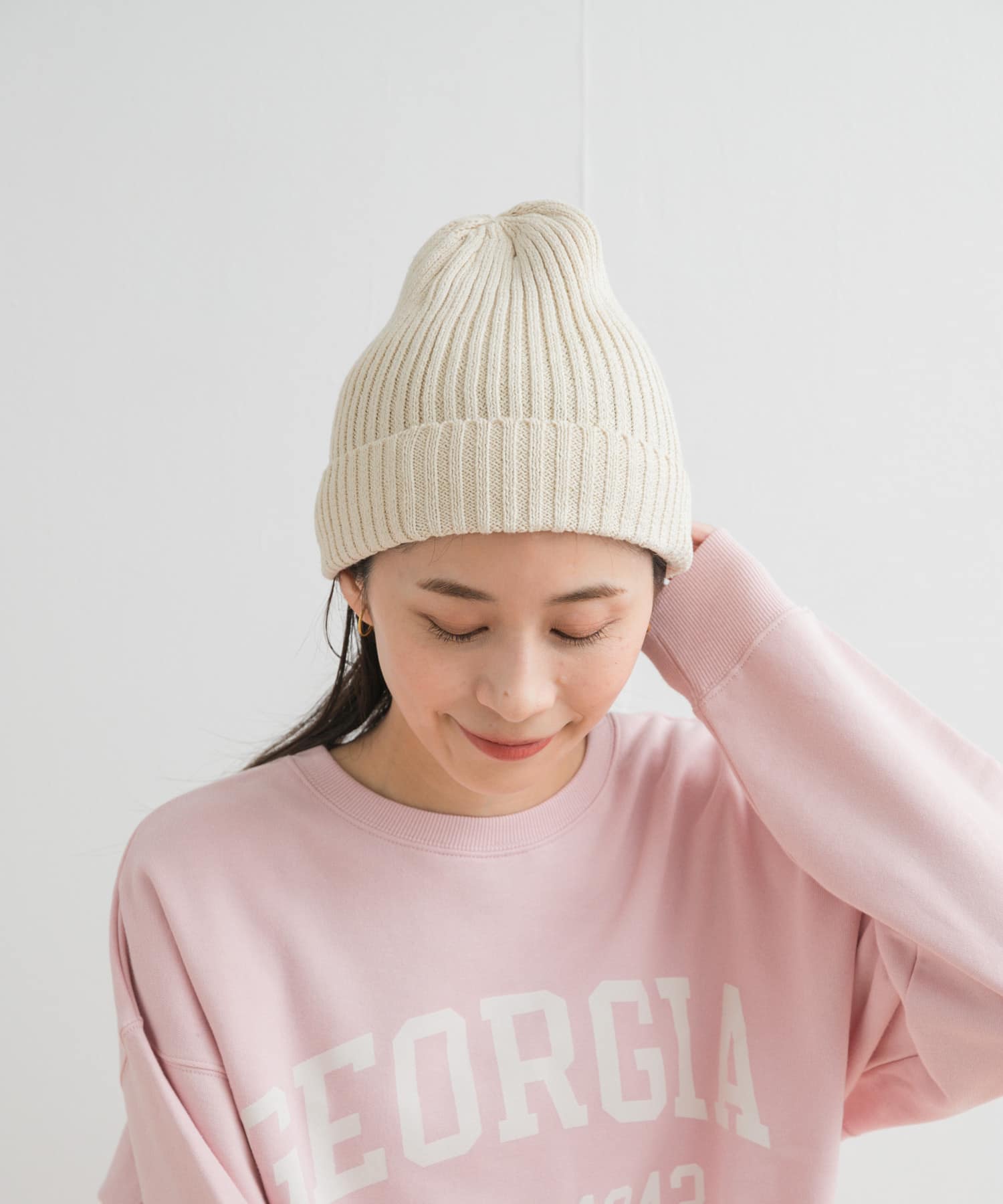 コットンリネンニットキャップ IVORY one