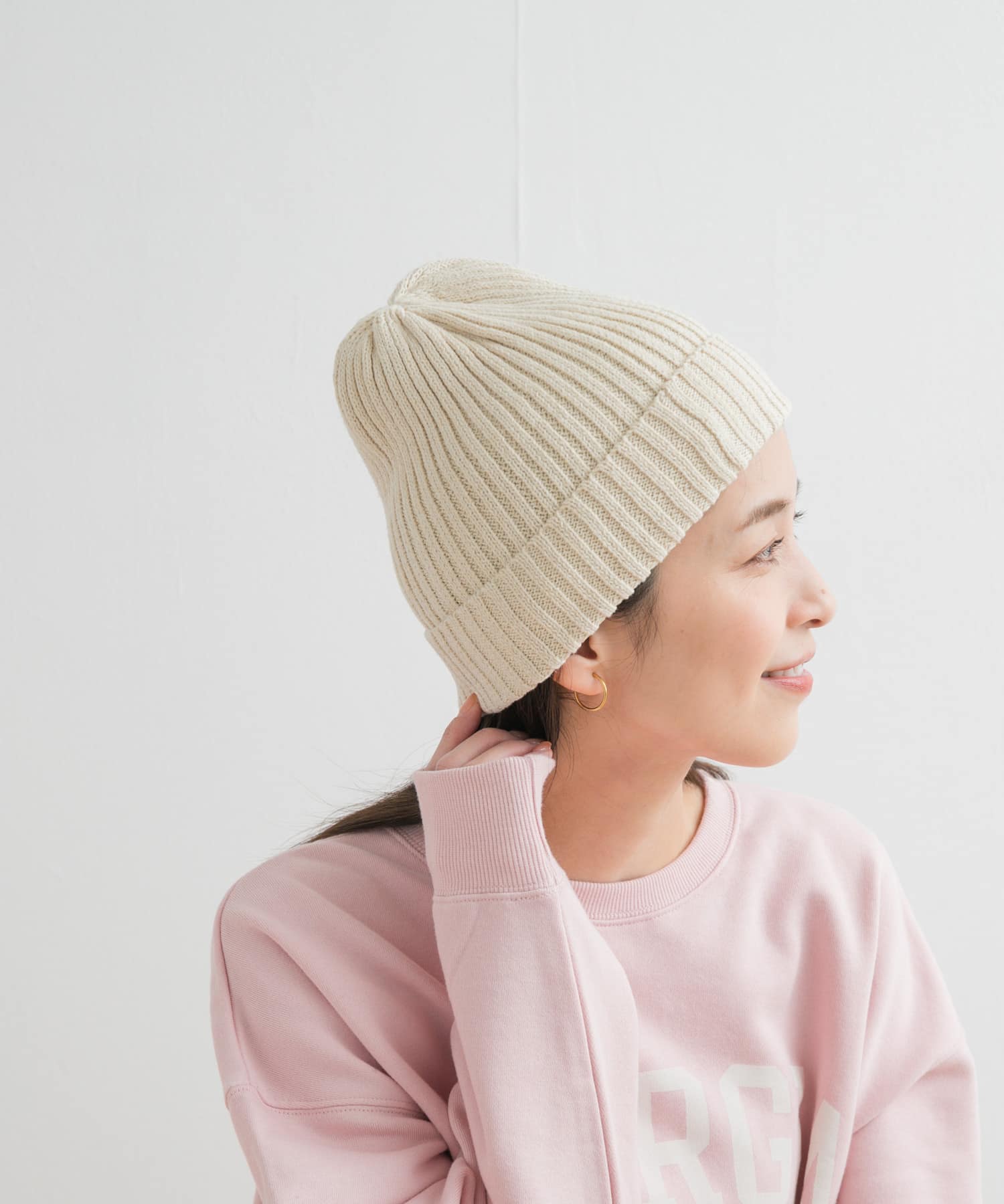 コットンリネンニットキャップ IVORY one
