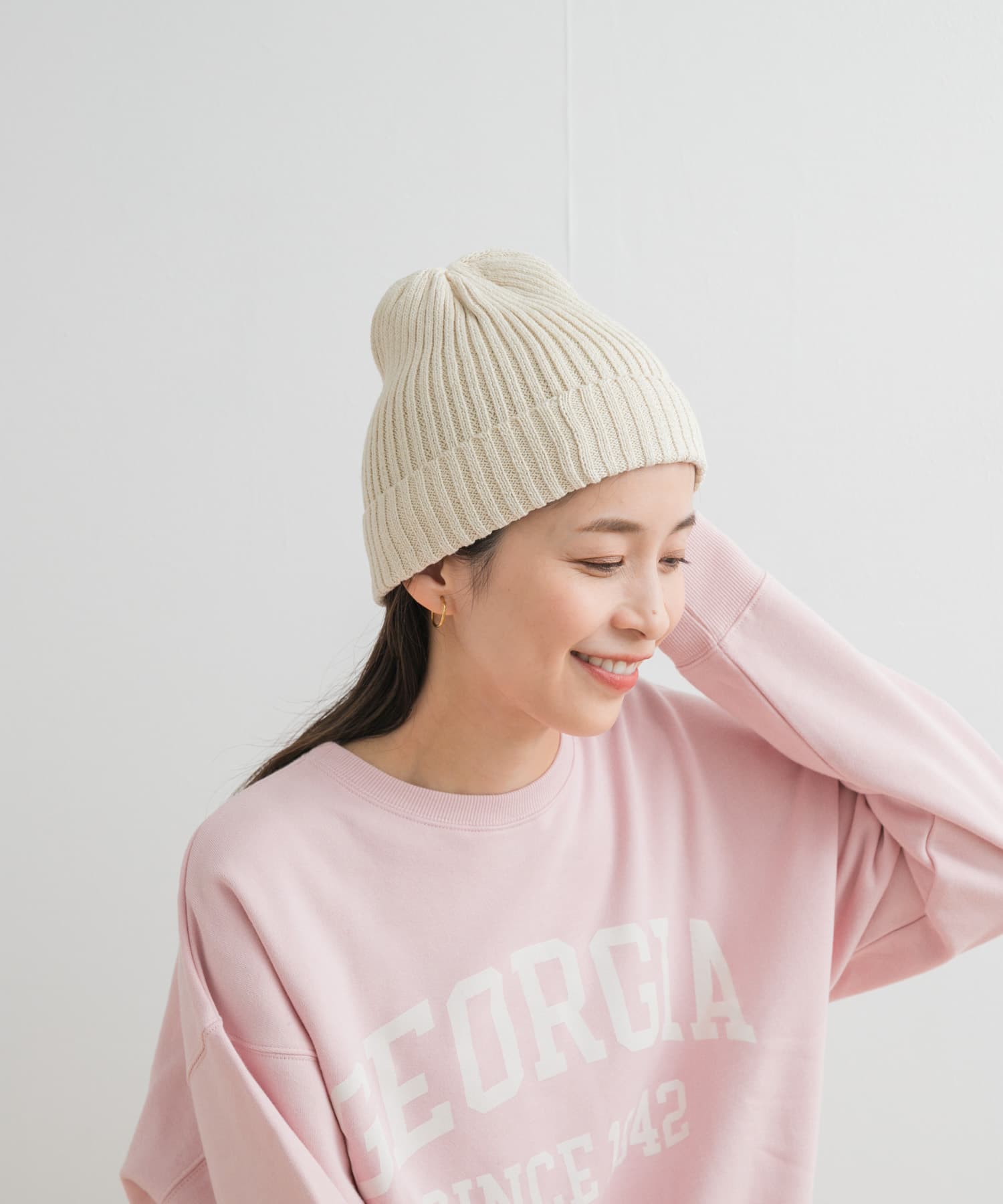 コットンリネンニットキャップ IVORY one