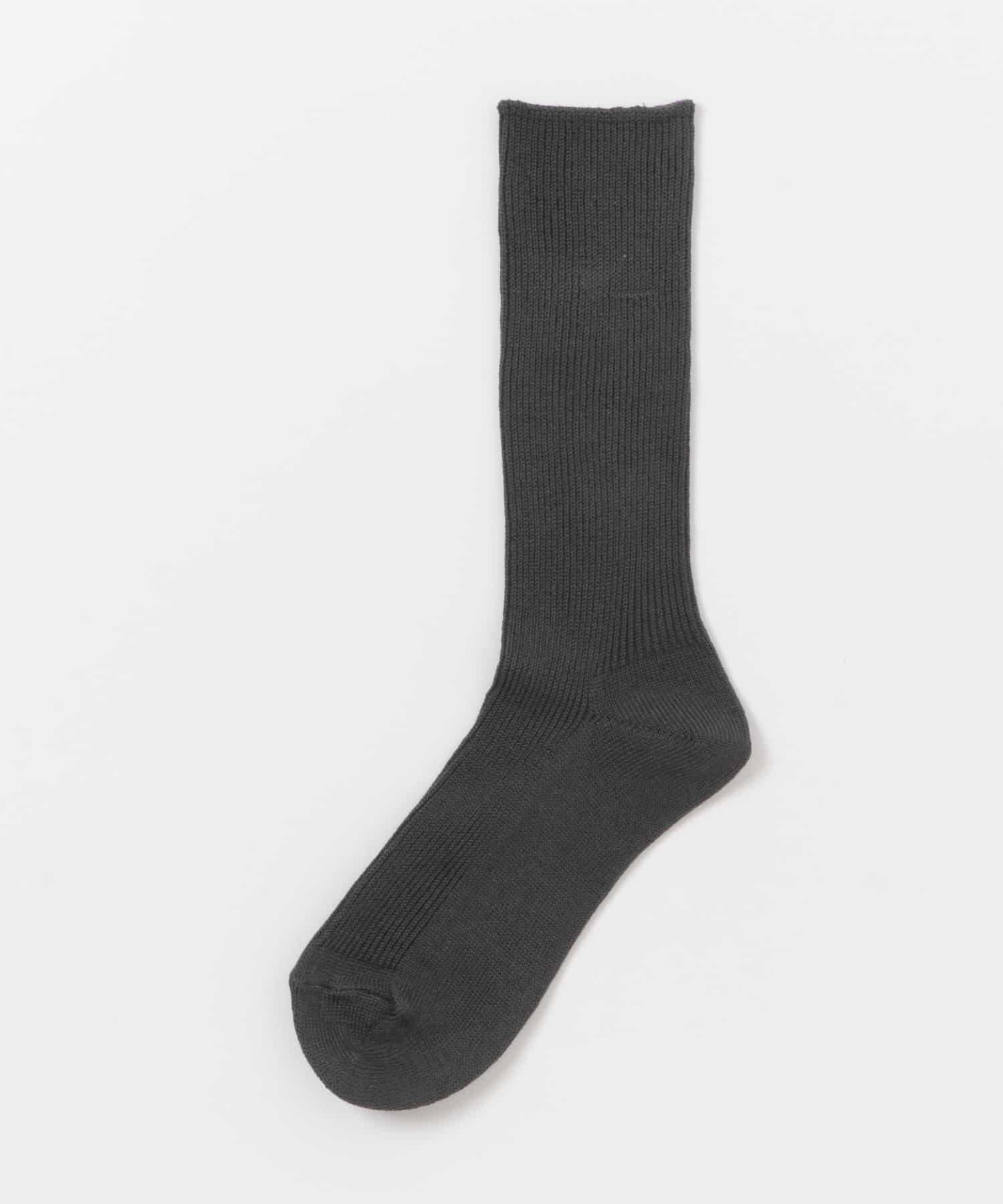 シルク混細リブソックス CHARCOAL one