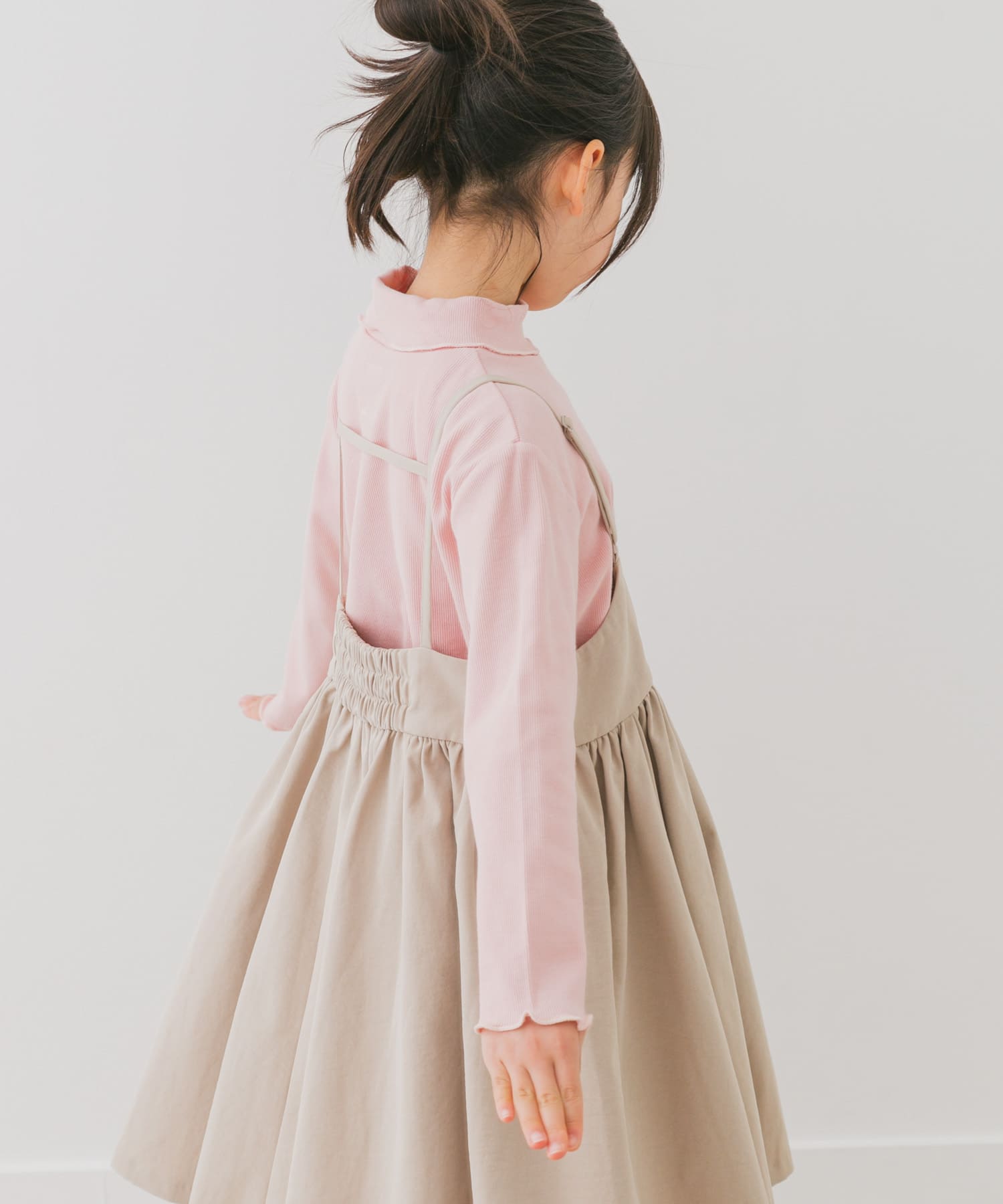 『WEB/一部店舗限定サイズ』メローフリルリブタートルネックTシャツ(KIDS) PINK 105