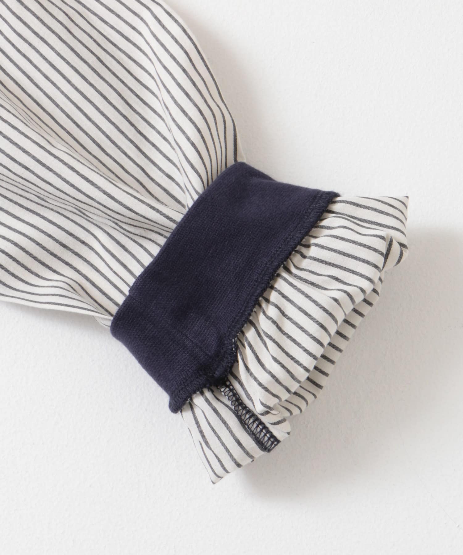 『WEB/一部店舗限定』布帛ドッキングフリルカットソー(KIDS) NAVY 150
