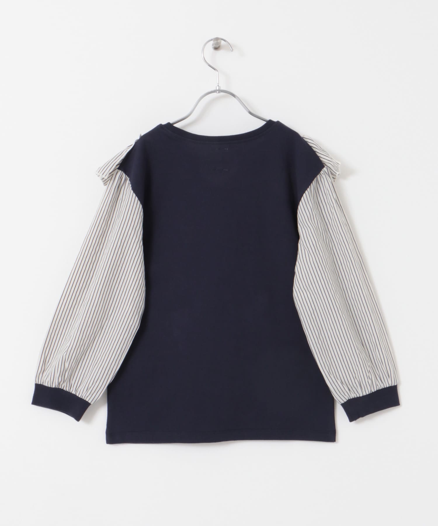 『WEB/一部店舗限定』布帛ドッキングフリルカットソー(KIDS) NAVY 150