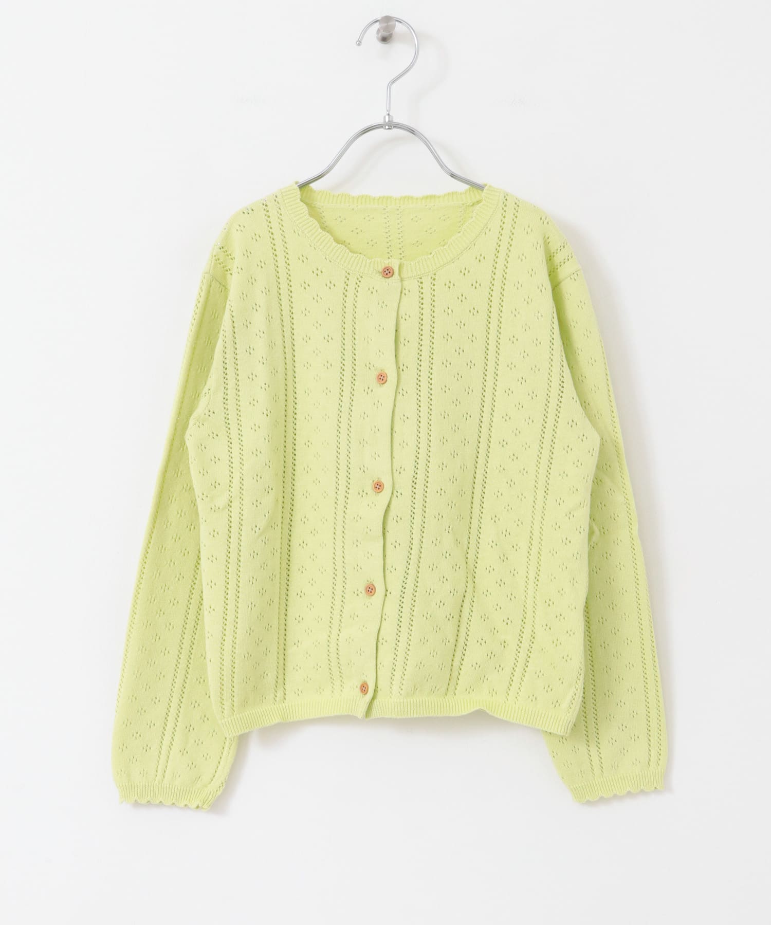 『WEB/一部店舗限定』透かし編みカーディガン(KIDS) LIME 150