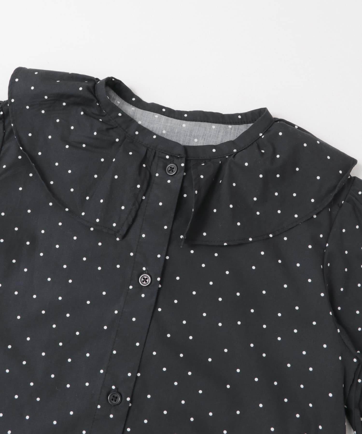 『WEB/一部店舗限定』フリルカラーブラウス(KIDS) BLK×OFF 150