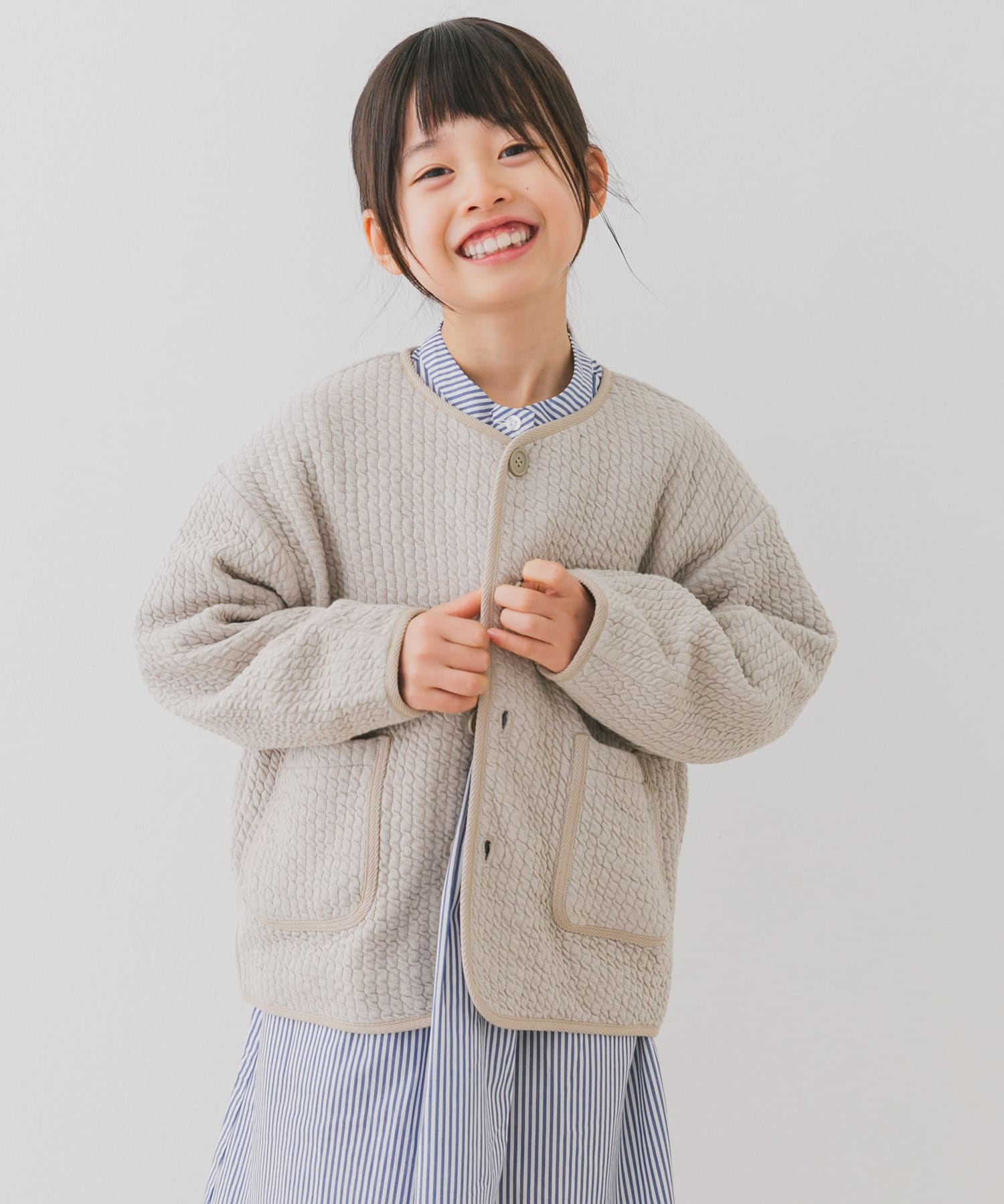 『親子リンク』キルトノーカラージャケット(KIDS)