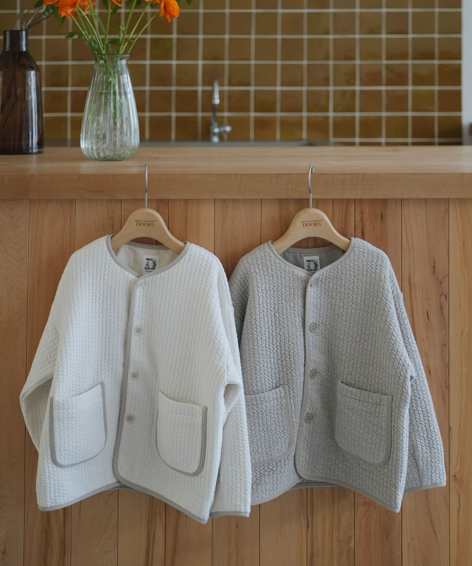 『親子リンク』キルトノーカラージャケット(KIDS) IVORY 120