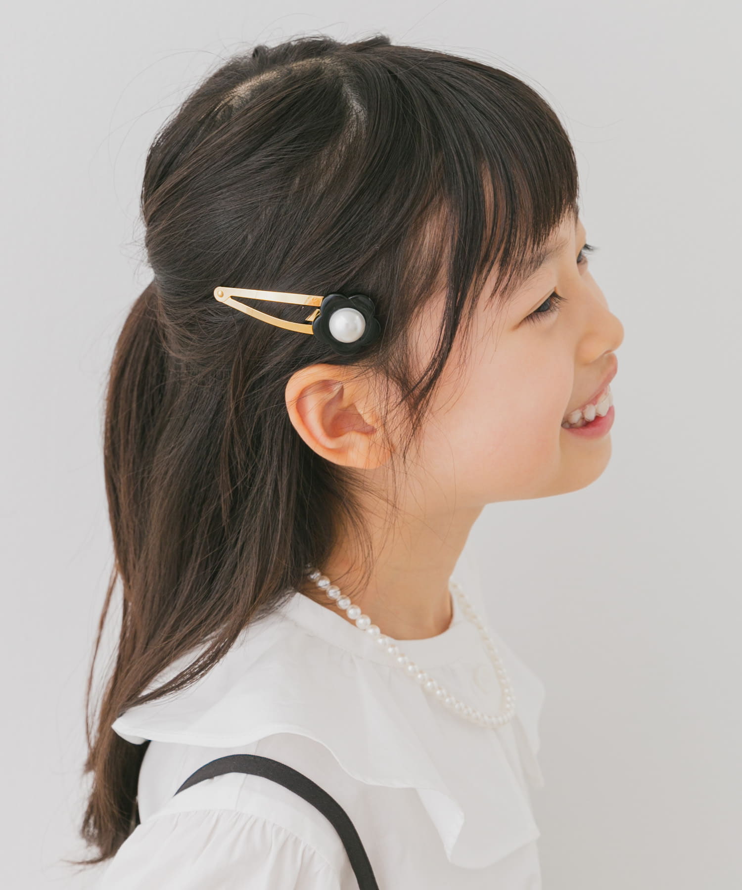 フラワーモチーフヘアピン(KIDS) BLACK one