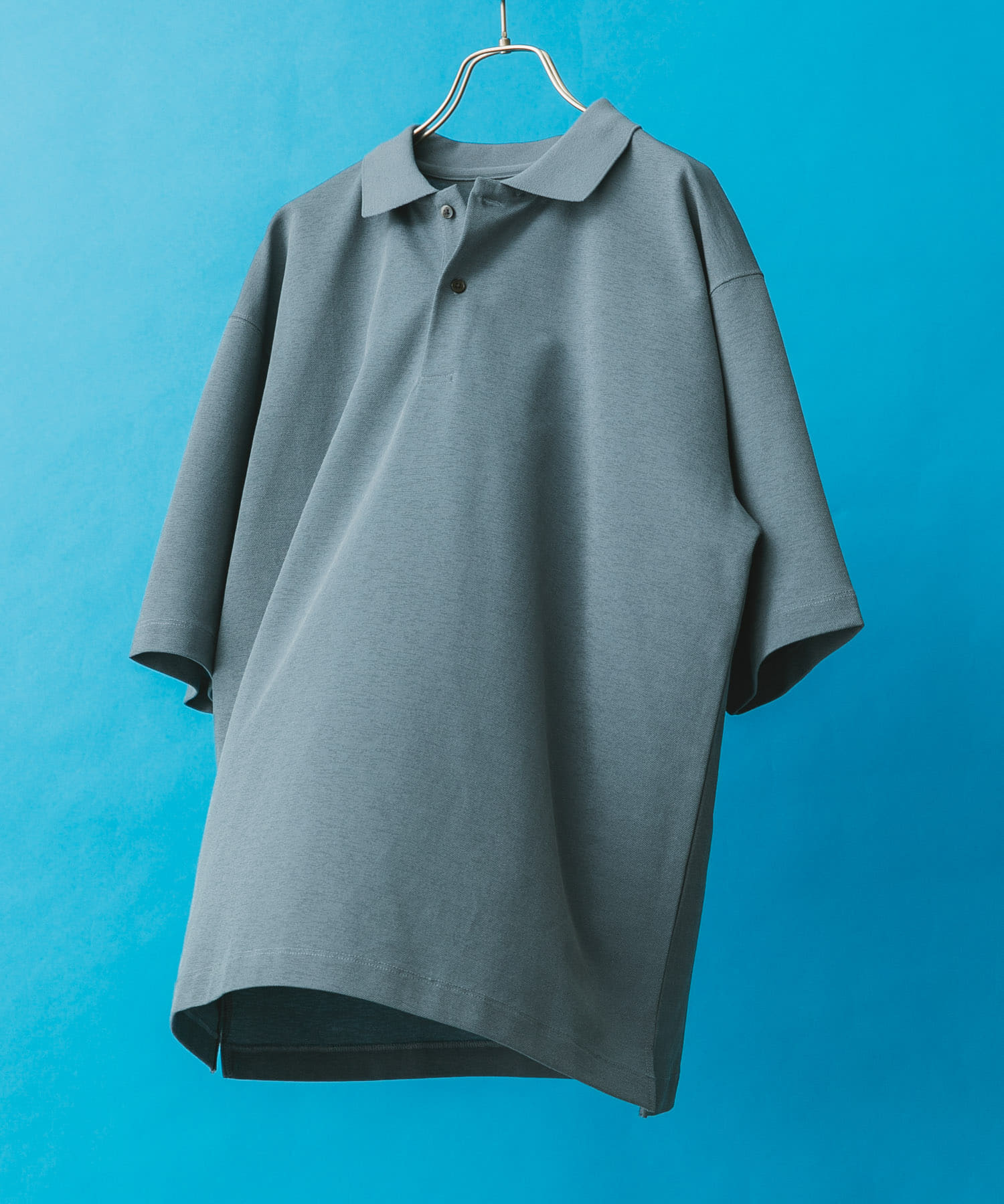 『XLサイズ/WEB限定』『吸水速乾/接触冷感/イージーケア』クイックドライ 鹿の子 ポロシャツ BLUE GRAY M