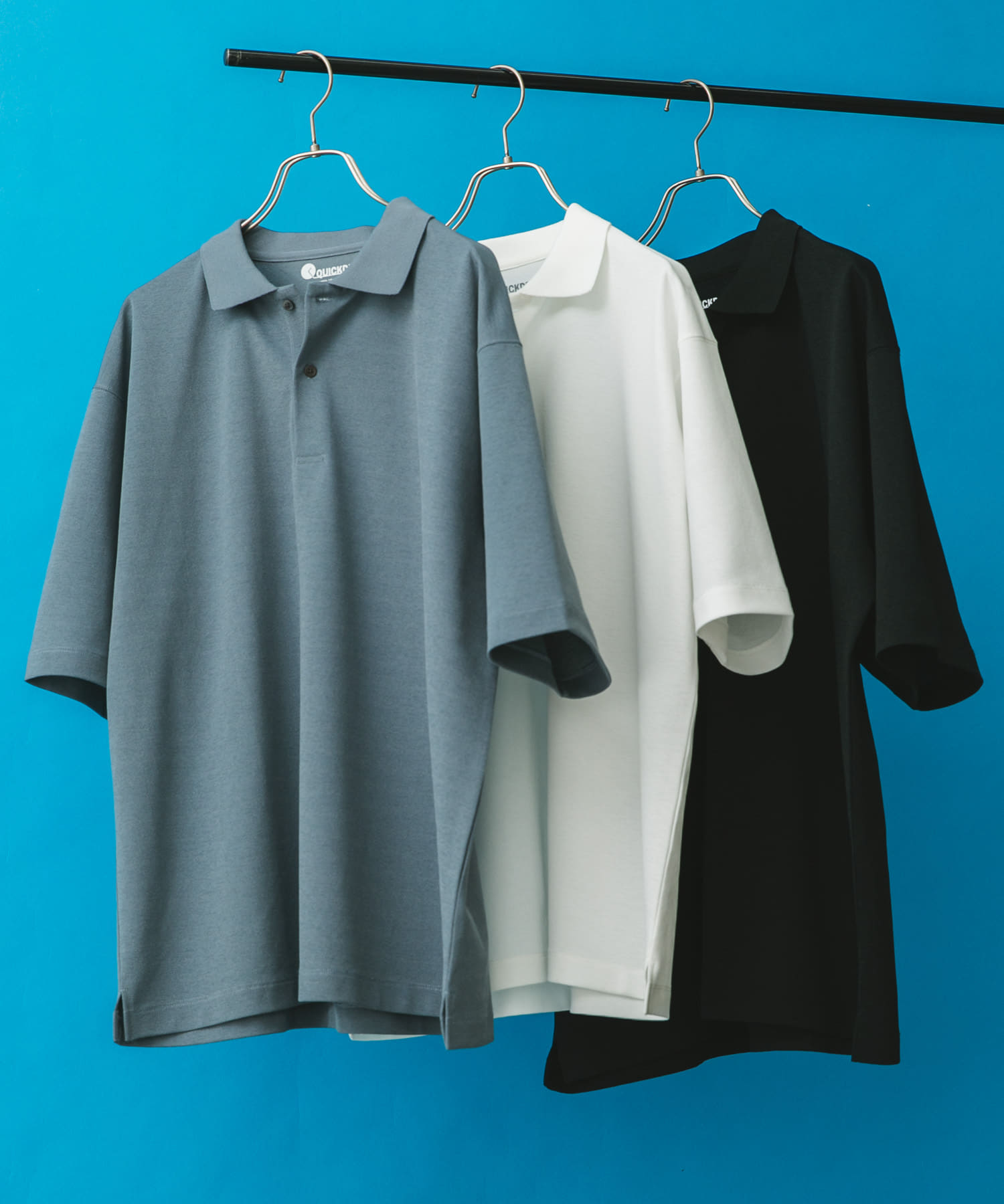 『XLサイズ/WEB限定』『吸水速乾/接触冷感/イージーケア』クイックドライ 鹿の子 ポロシャツ BLUE GRAY L