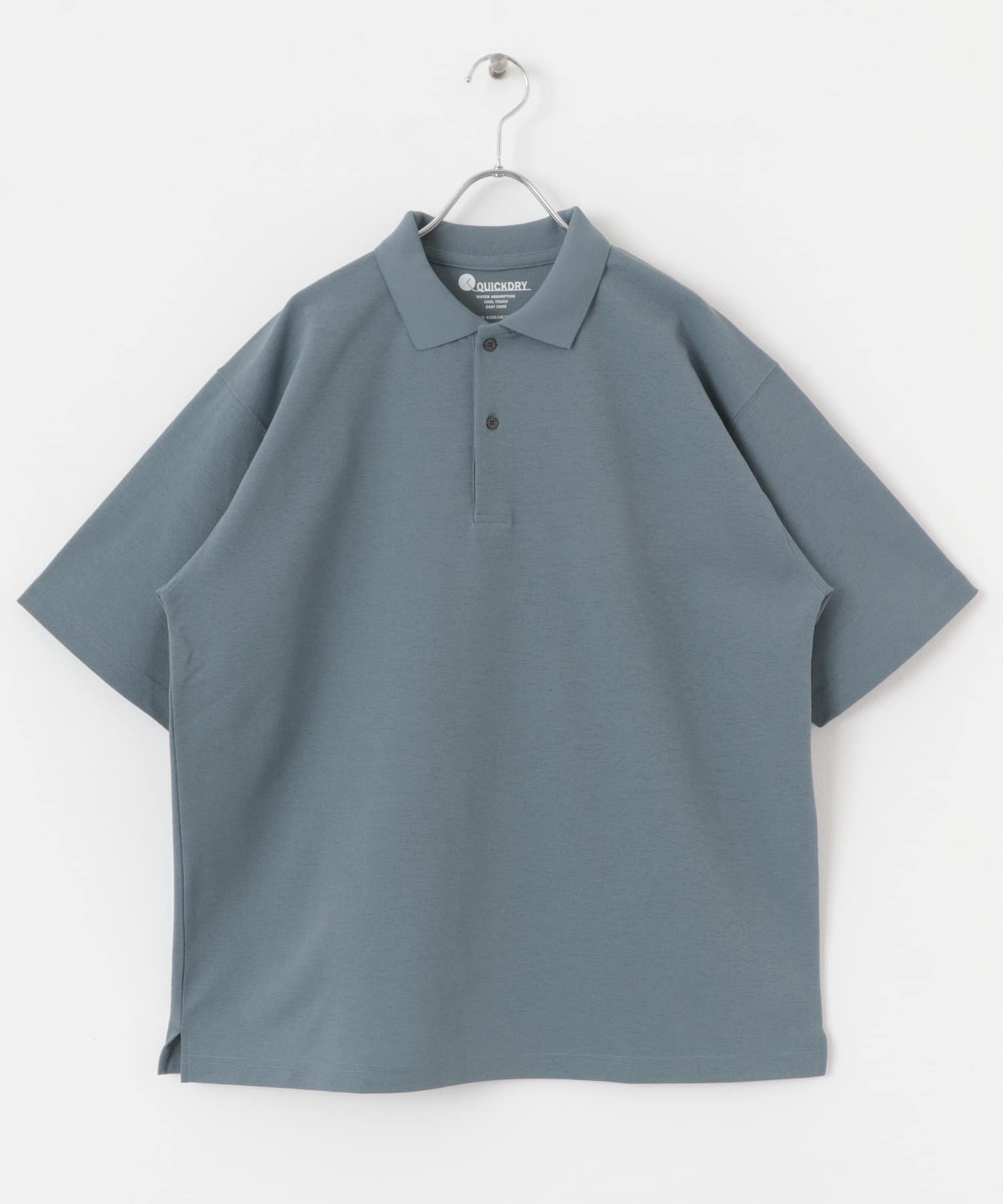 『XLサイズ/WEB限定』『吸水速乾/接触冷感/イージーケア』クイックドライ 鹿の子 ポロシャツ BLUE GRAY M