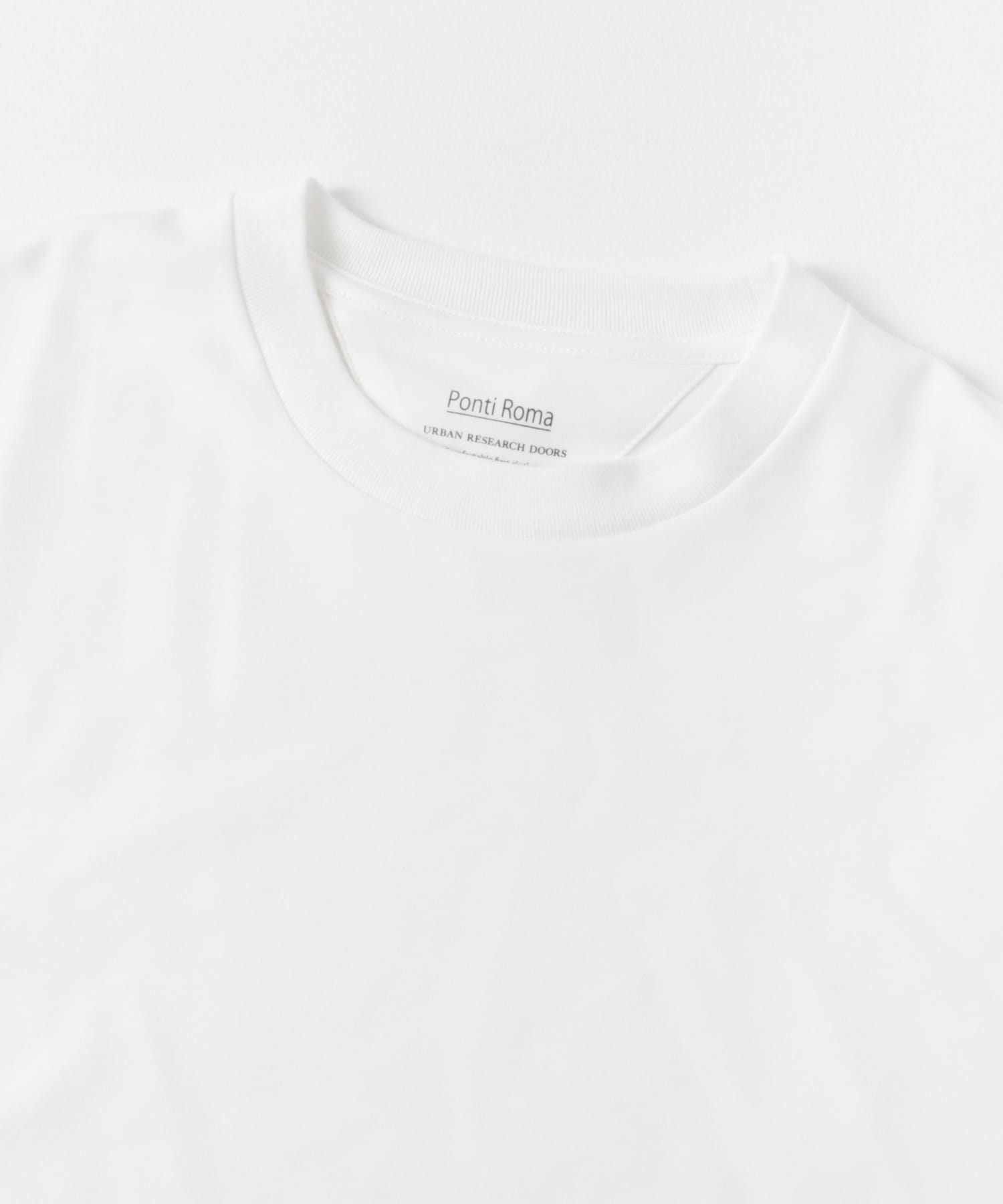ポンチ8分袖ラウンドヘムTシャツ WHITE M